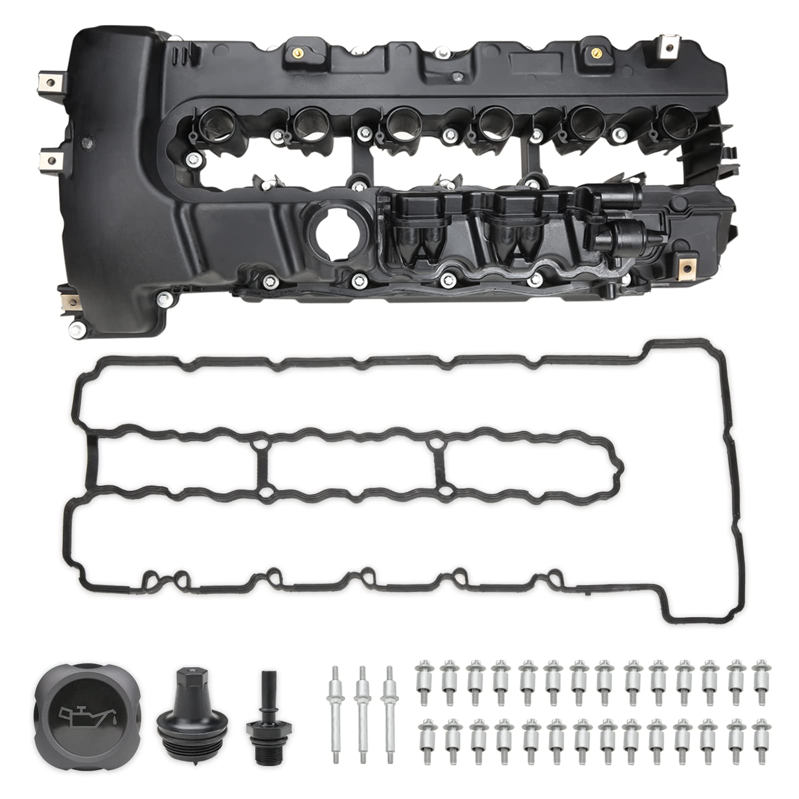 engine valve cover compatible with bmw 135i 2008-2013 335i 2007-2015 335is 2011-2013 335xi 2007-2008 535i 2008-2010 m2 2016-2019 x6 2008-2012 3.0l oe 11127565284