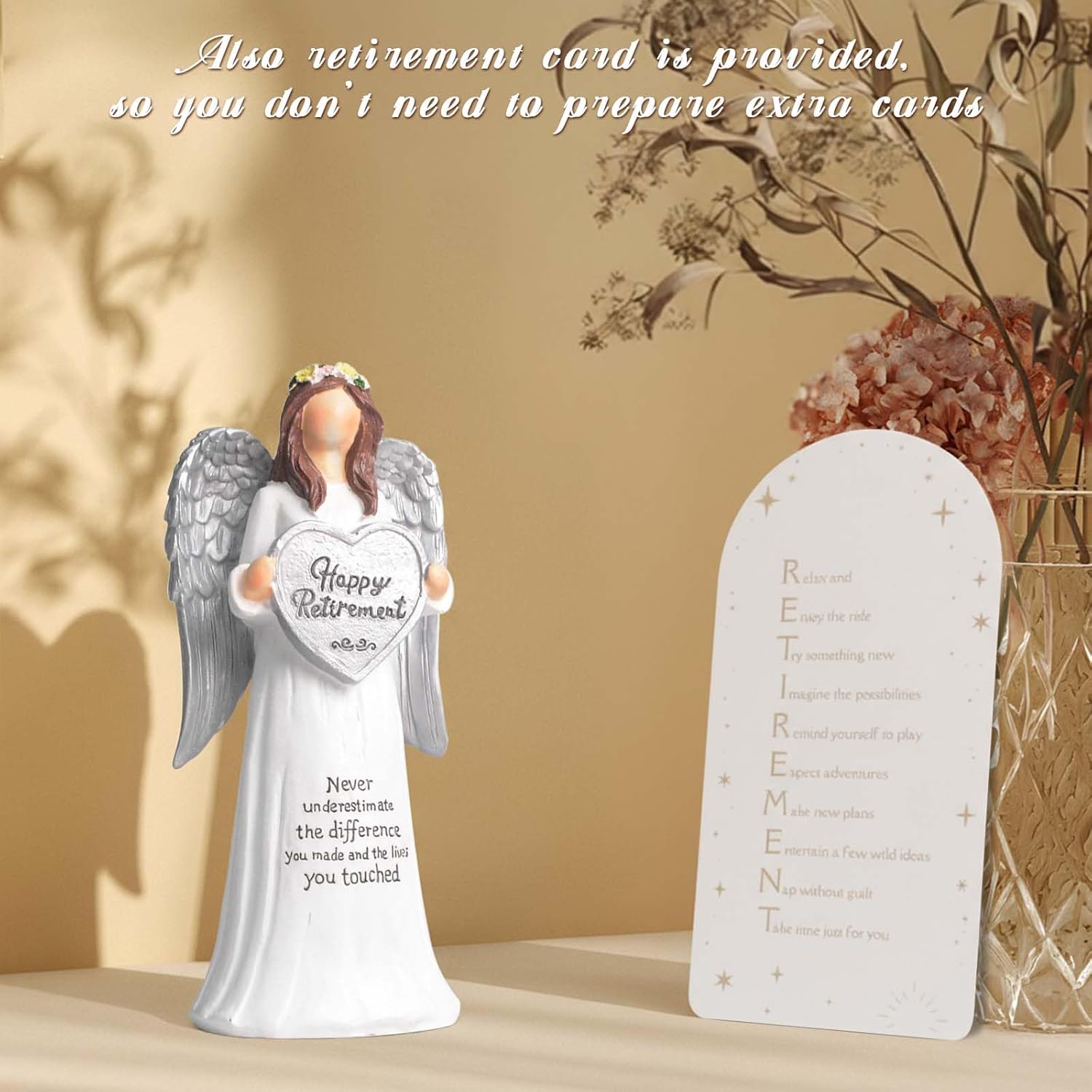 Angel Retirement Gift Set for Woman 2026 with Funny Retirement Candle and Retirement Card for Woman Coworker Teacher Nurses Doctors Friends, 7.09" Retired Angel Figurine Party Decorations - Image 3