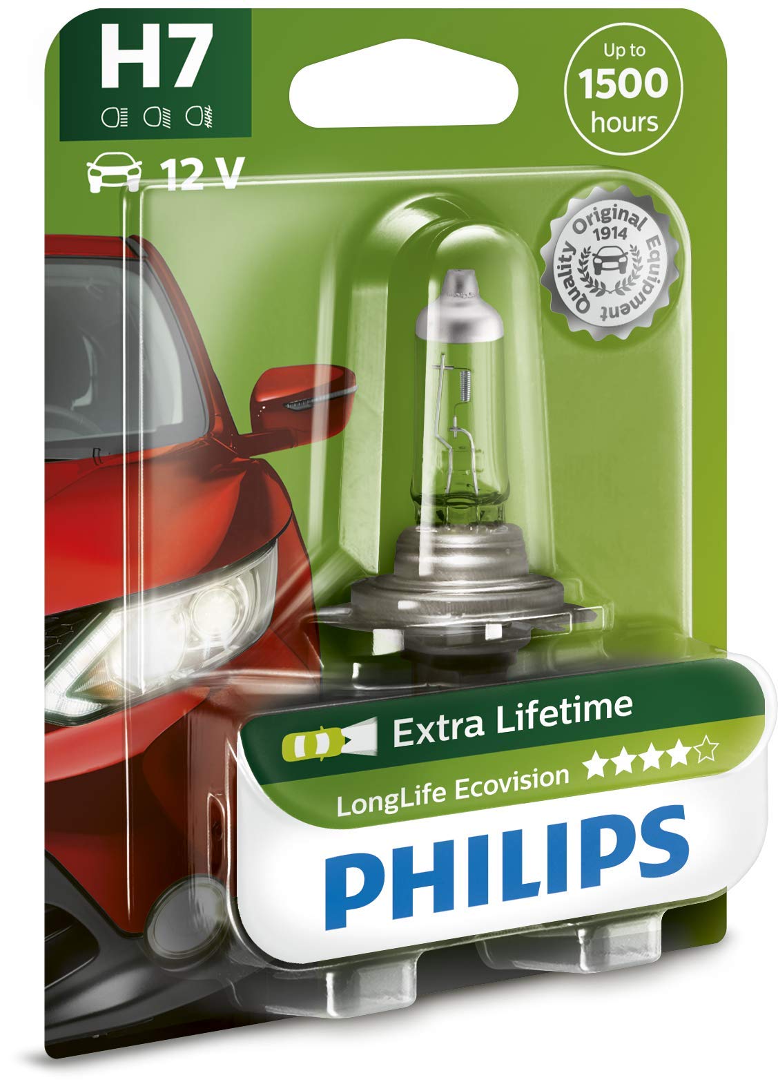 Philips12972LLECOB1 LongLife EcoVision H7 Scheinwerferlampe 12972LLECOB1, 1er Blister, White, Single blister