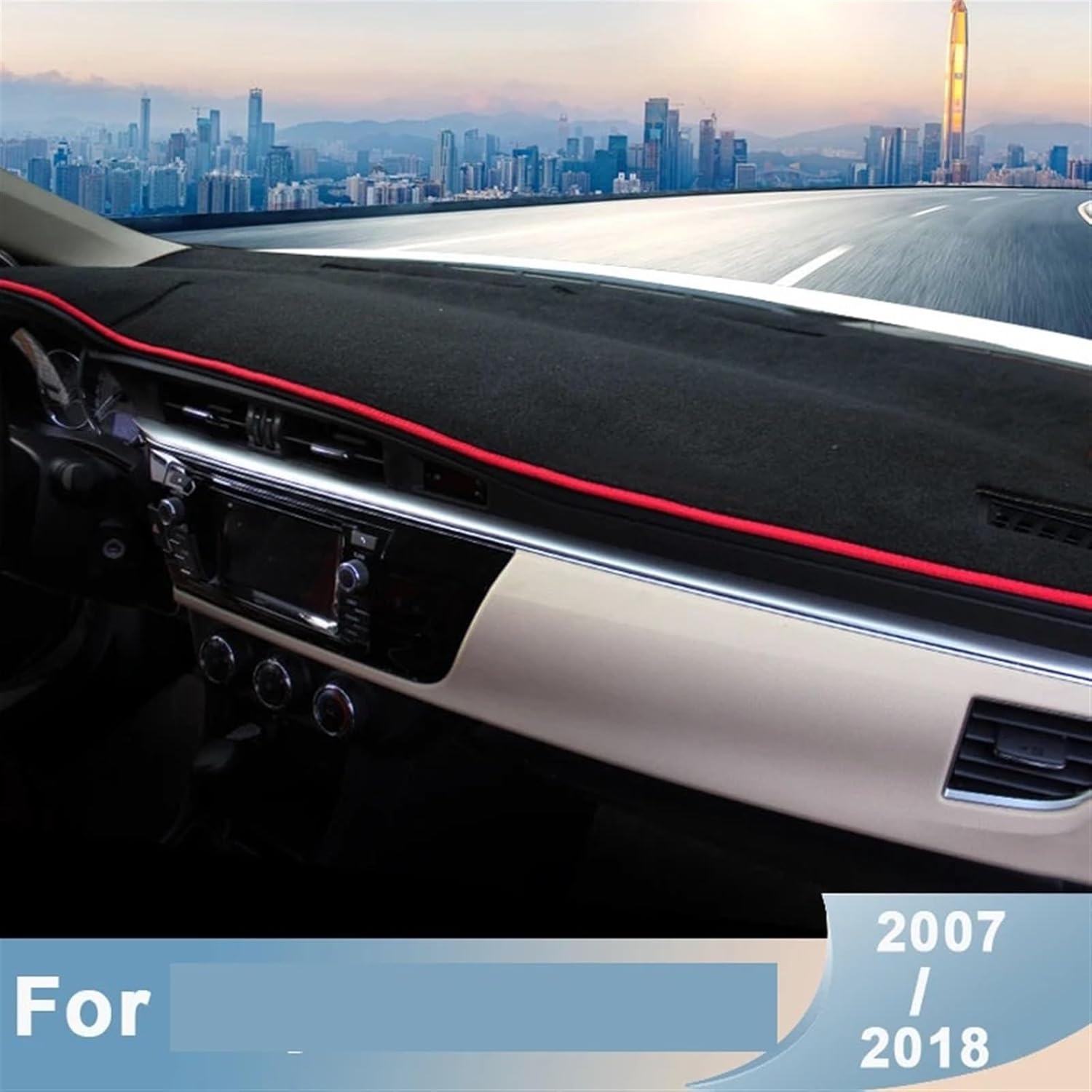 LHD Car Dashboard Cover Avoid Light Pads Anti-UV Mats Accessories Compatible for Toyota Corolla 2007-2012 2013 2014 2015 2016 2017 2018(14-18 Rear Blue)