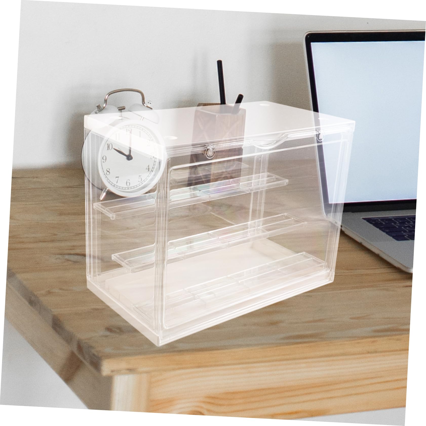 Cabilock Durchsichtige Aufbewahrungsbox aus Abs mit 3-lagigem Design Stapelbar und Einfacher Zugriff Kunststoffbox für Modell und Actionfiguren zur Heimdekoration