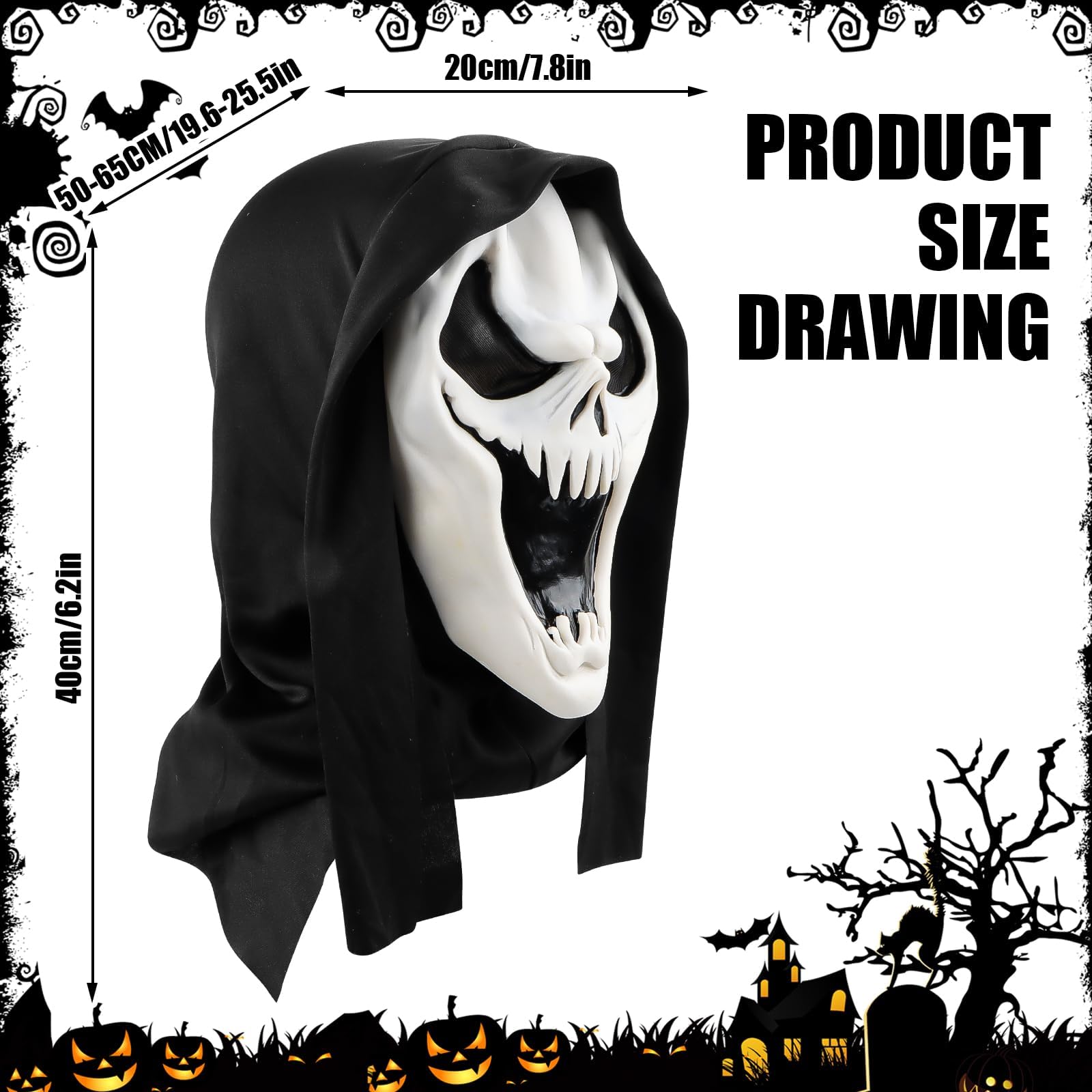 SUPRROW Scream Mask, Halloween Scary Masks for Adults / Children, Cosplay Ghost Mask, Cosplay Realistic Props - Image 4
