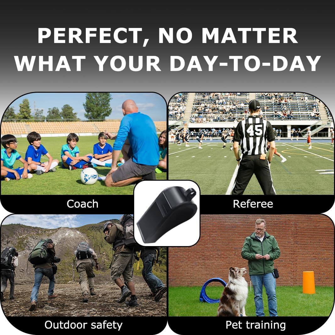 Outdoors Plastic Black Whistles Loud Sound Coach Referee Whistles