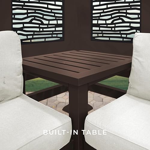 Miniatura 5 de Backyard Discovery Hillsdale - Pérgola de cabaña de acero tradicional con asiento de conversación en piedra pómez