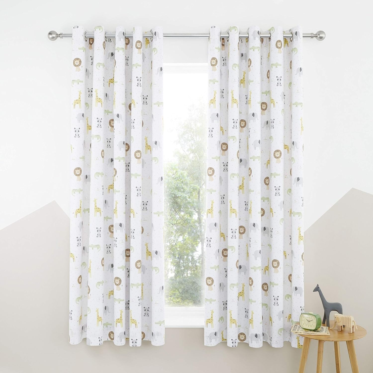 Maque White Curtains Animals Blackout Curtains Room Decor For Bedroom And Living Room 2-Piece Set Polyester Window Curtain W168cm (66") X D229cm (90")