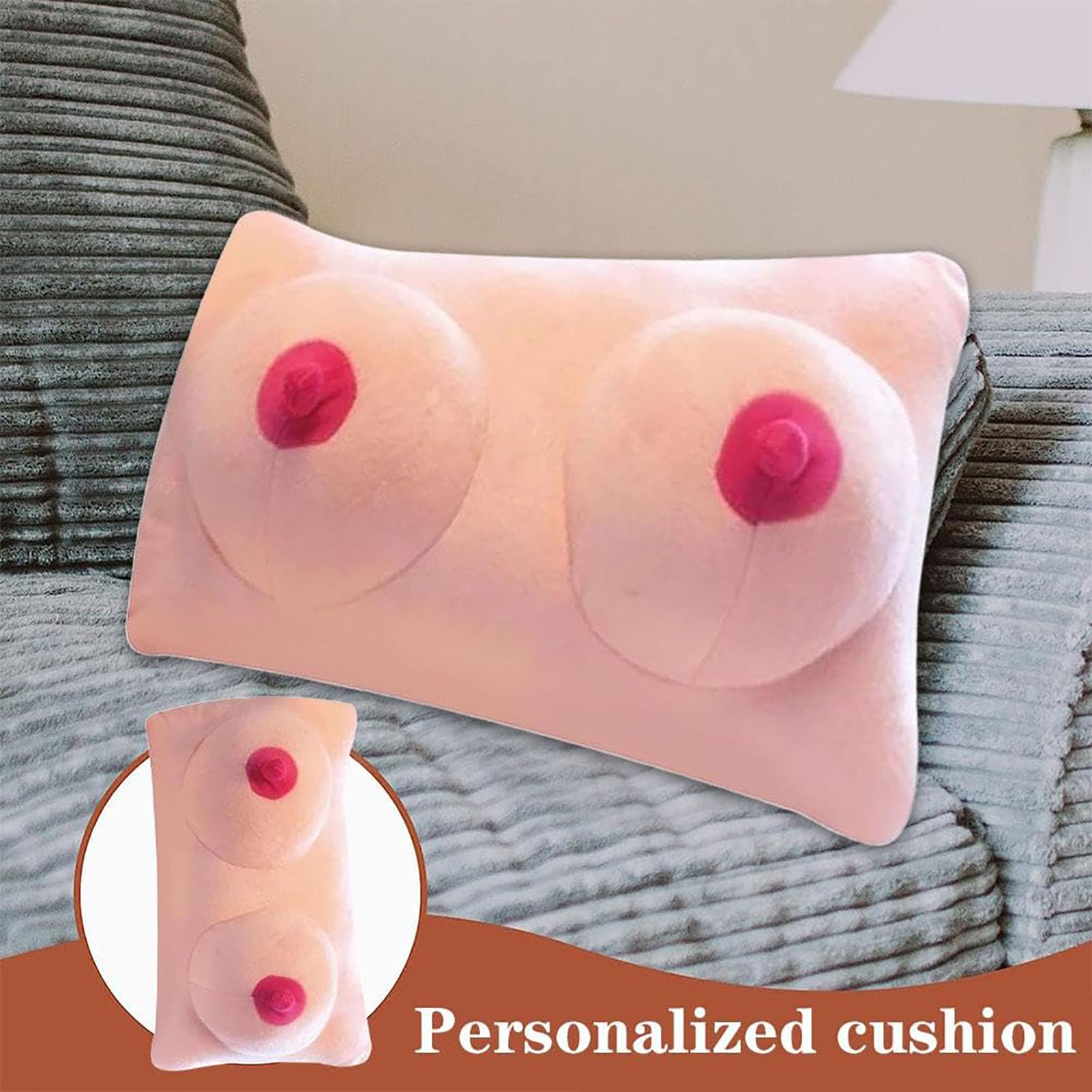 CEATIVE Playful Surprises Simulated Breast Shaped Pillows Ideal for Couple Gifts Infusing Hilarity Into Prank Holidays and Celebrations with Loved Ones A-60cm