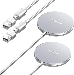 QTlier Magnetic Wireless Charger, 15W Fast Mag-Safe Charger for iPhone 17/16/15/14/13/12 Series and AirPods 4/3/2/Pro，Wireless Charging Pad (2 Pack White)