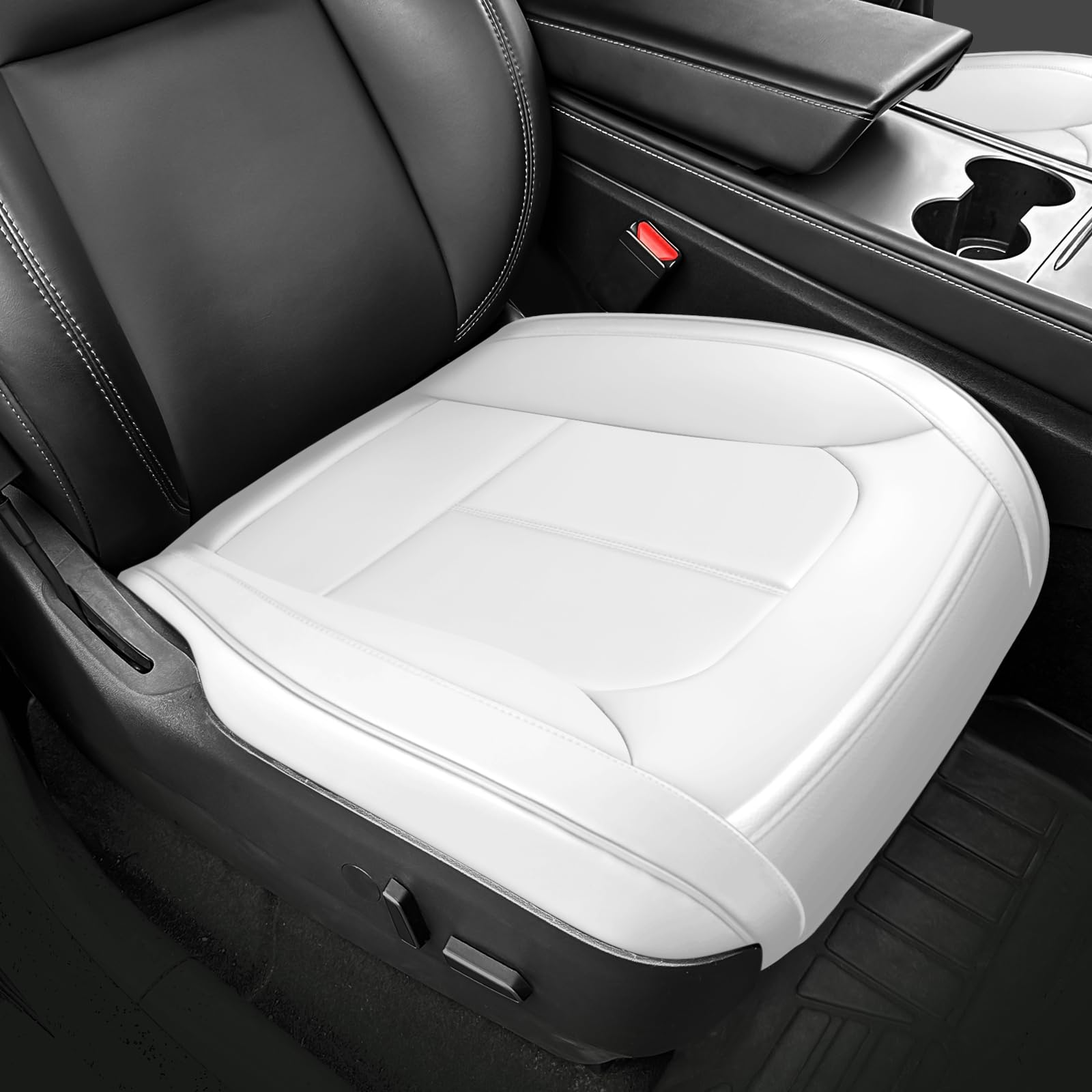 SanQing Car Seat Cover 2PCS Luxury Napa Leather Seat Covers for Tesla Model Y Car Front Seat Bottom,Heavy Duty Seat Cushion Protector Without Backrest