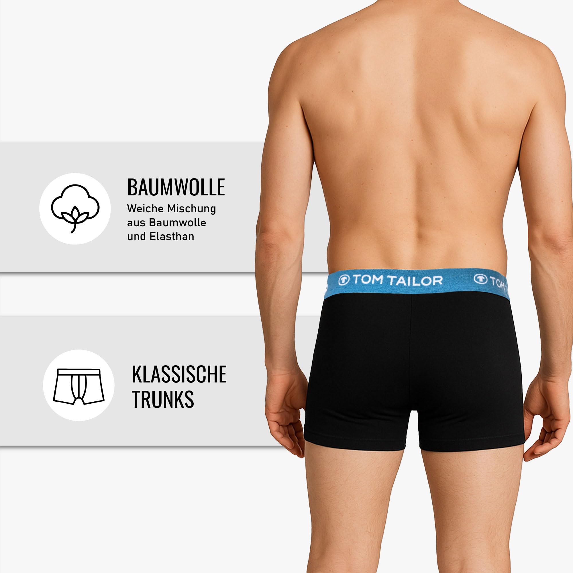 TOM TAILOR Boxer da uomo, confezione da 5 pezzi, biancheria intima in cotone con elastico, pantaloni a fianca/trunks con elastico in vita, comodi mutande da uomo, confezione multipla