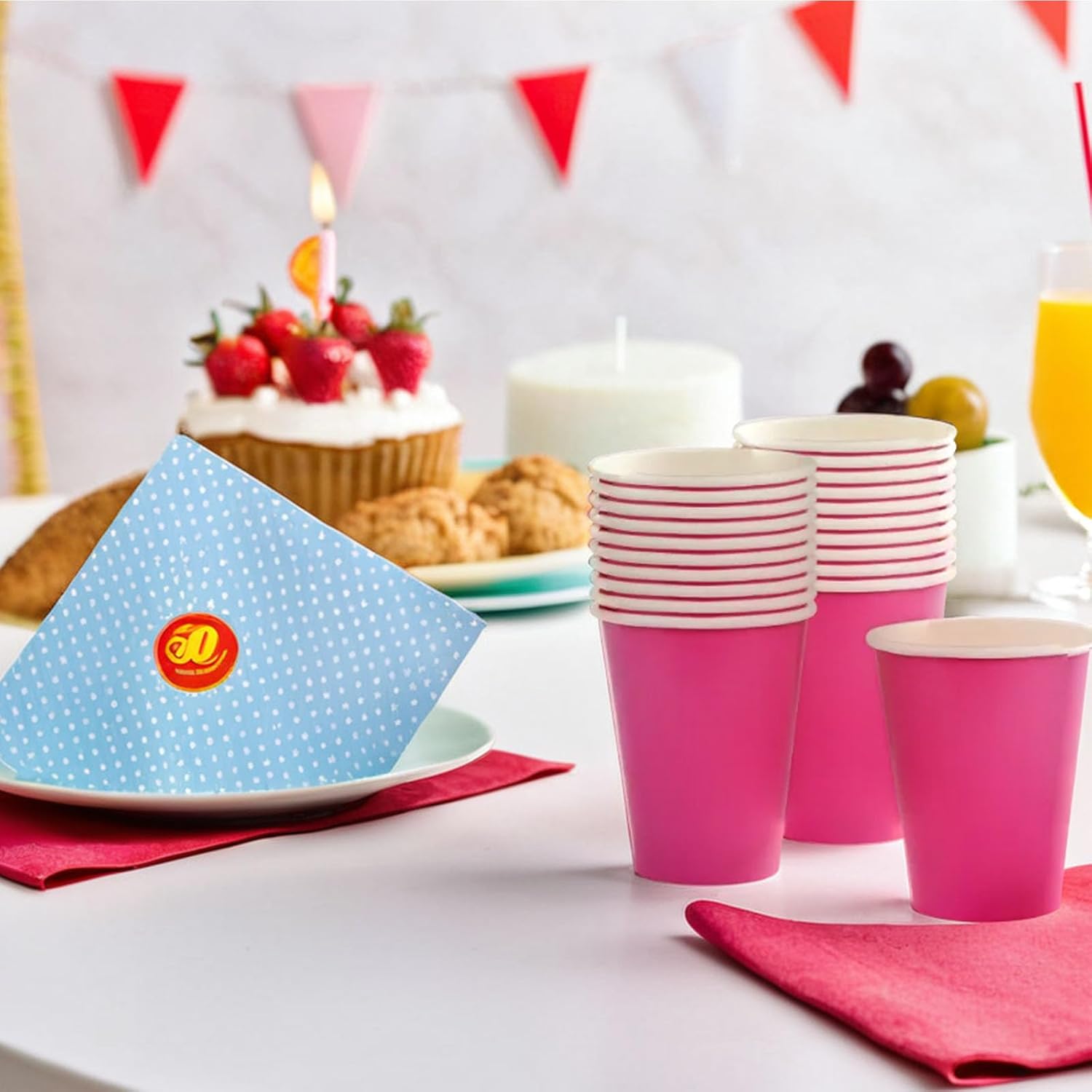 Amscan Vibrant Bright Pink Paper Cups (Pack of 20) - 9 oz. - Perfect for Parties, Gatherings, Picnics & Home Use - Image 2