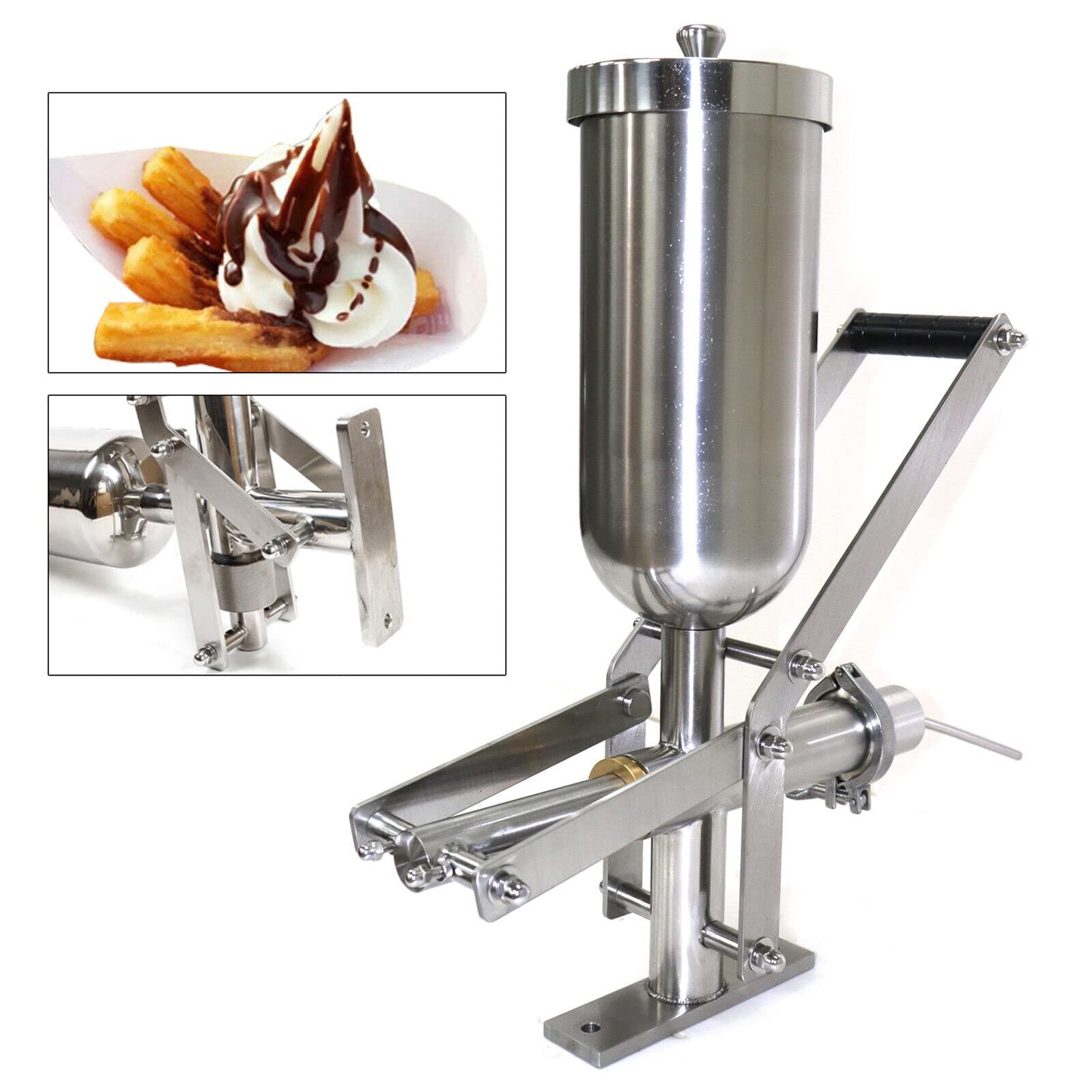 CT03 5L Macchina riempitrice manuale, Macchina riempitrice per churros e ciambelle azionata a mano commerciale, Macchina riempitrice per crema di gelatina in acciaio inossidabile per uso commerciale