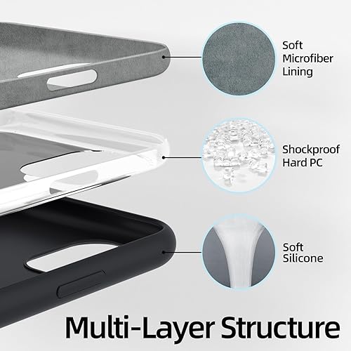 Miniatura 4 de JOOSKO Funda para iPhone 11 Pro, funda de silicona a prueba de golpes 2 protectores de pantalla de vidrio templado Capa interior de microfibra suave