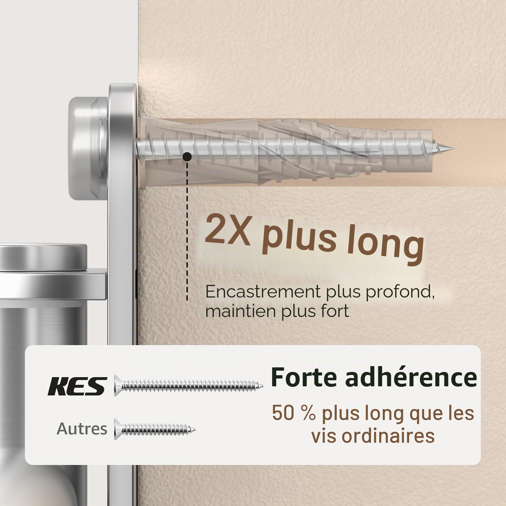 KES Porte Serviettes Pivotante Porte-Serviettes Murale 4 Bras Acier Inoxydable SUS304 Seche Serviette Barre 50 CM Support Brossé, A2103S4L50-2