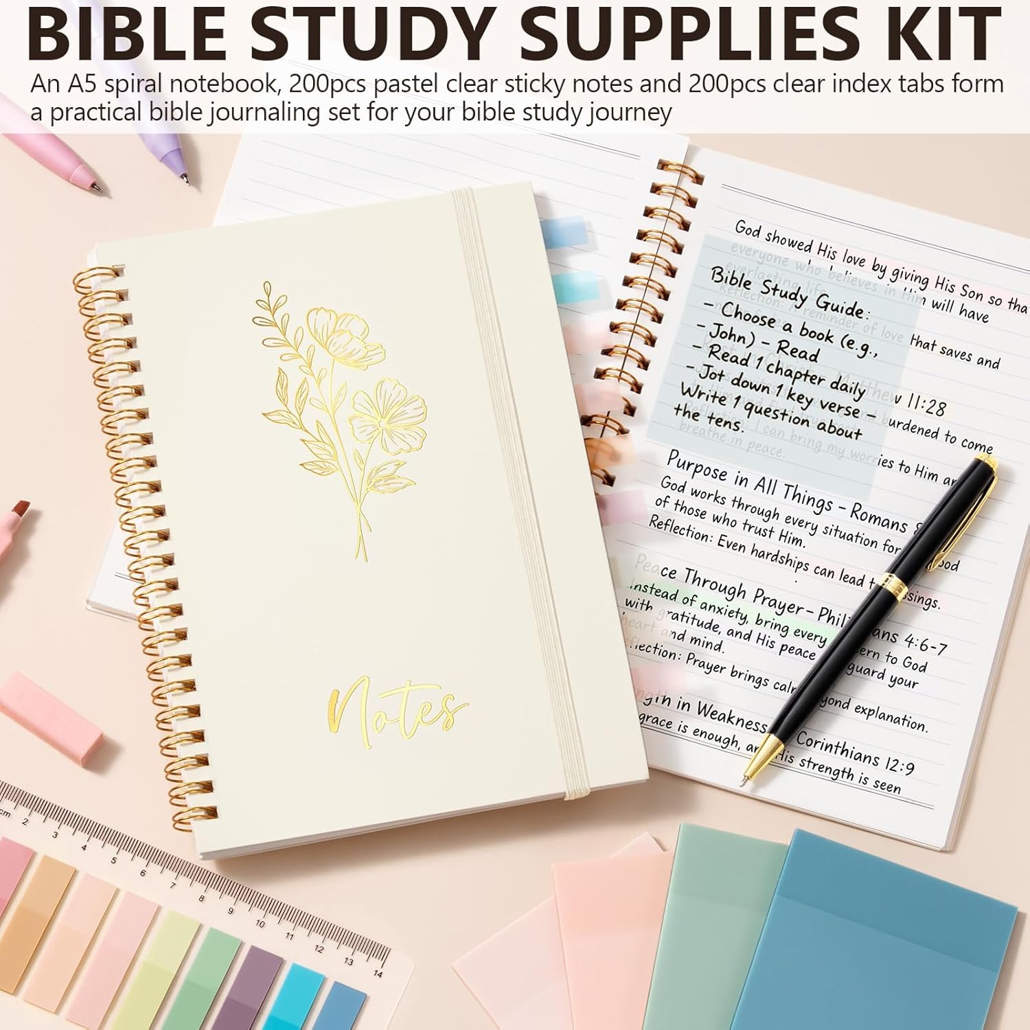 Bible Cover Case for Women, Large Bible Bag Bible Study Supplies Accessories Journaling Kit with Highlighters Tabs, Quilted Book Carrying Cases with Shoulder Strap, Valentines Christian Gift for Women - Image 7