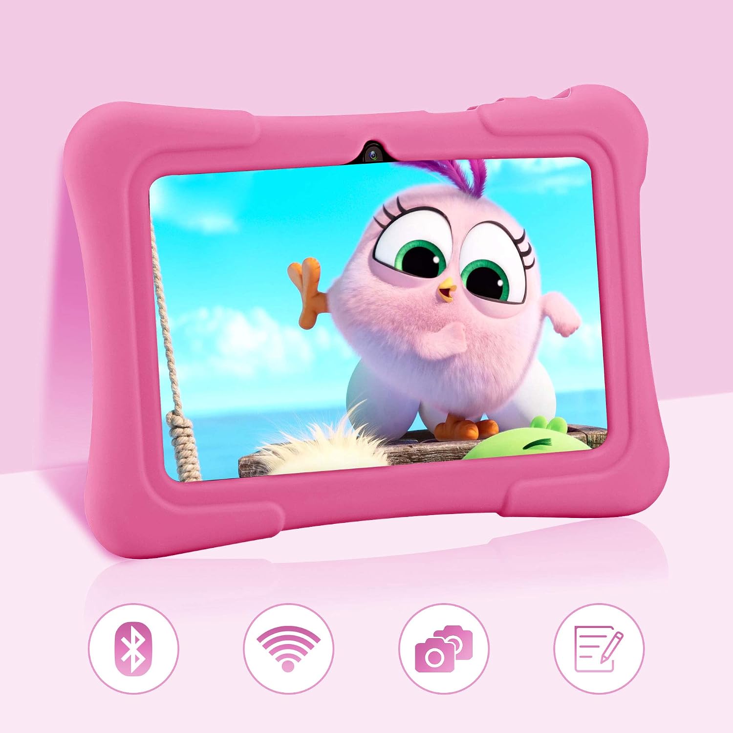 PRITOM 7 inch Kids Tablet, Quad Core Android 10, 32 GB ROM, WiFi, Bluetooth, Dual Camera, Educationl, Games, Parental Control, Kids Software Pre-Installed with Kids-Tablet Case (Light Pink)