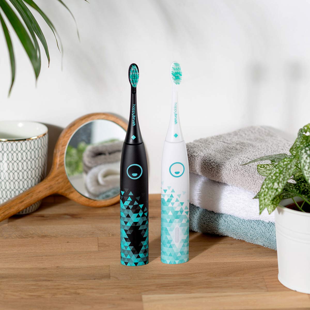 happybrush® Elektrische Schallzahnbürste | Elektrische Zahnbürste Schall VIBE 3 Schwarz mit Aufsteckbürste (-)