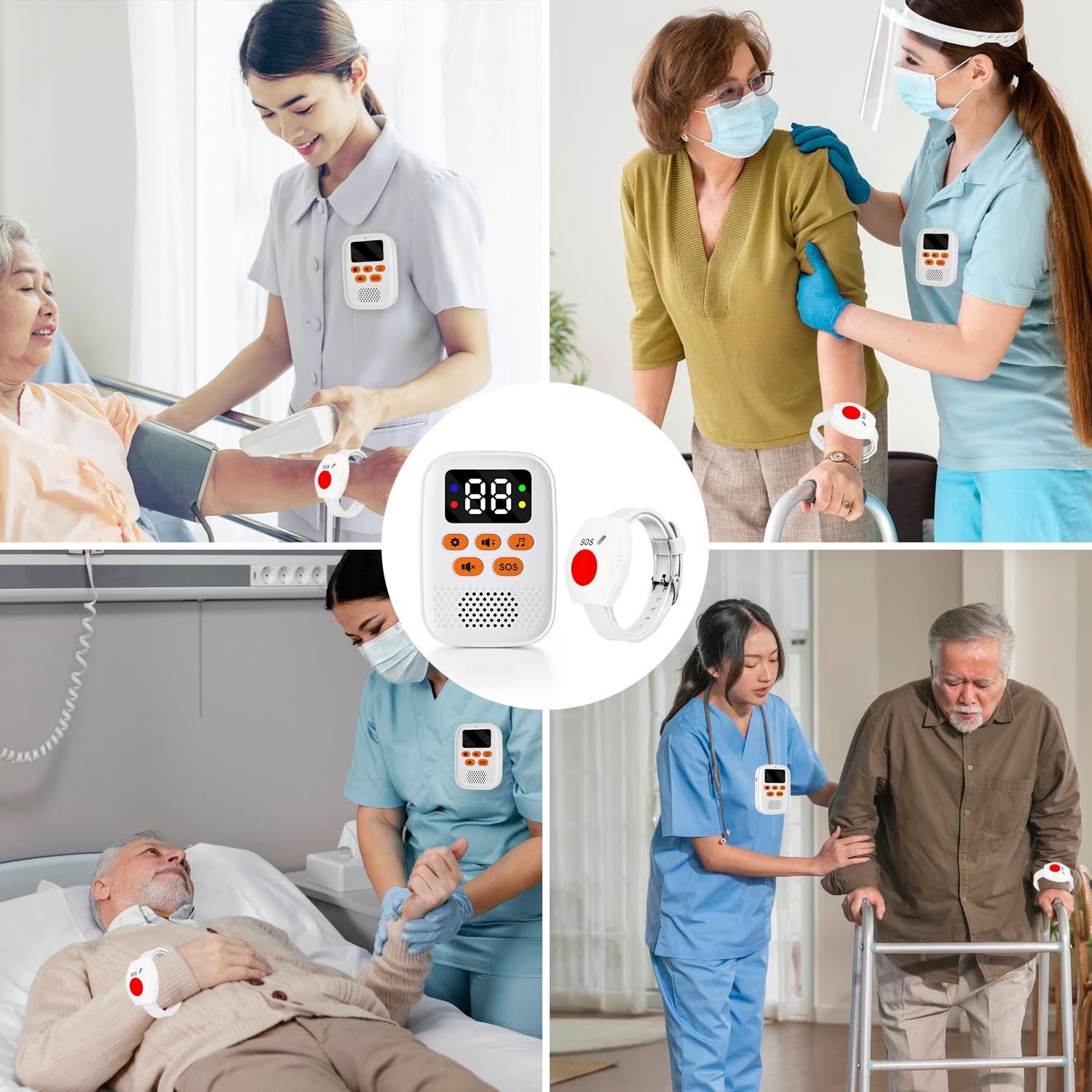 Wireless Personal Wrist Alarm for Elderly Panic Button Portable Caregiver Pager Emergency Call Button for Seniors Patients - Image 3