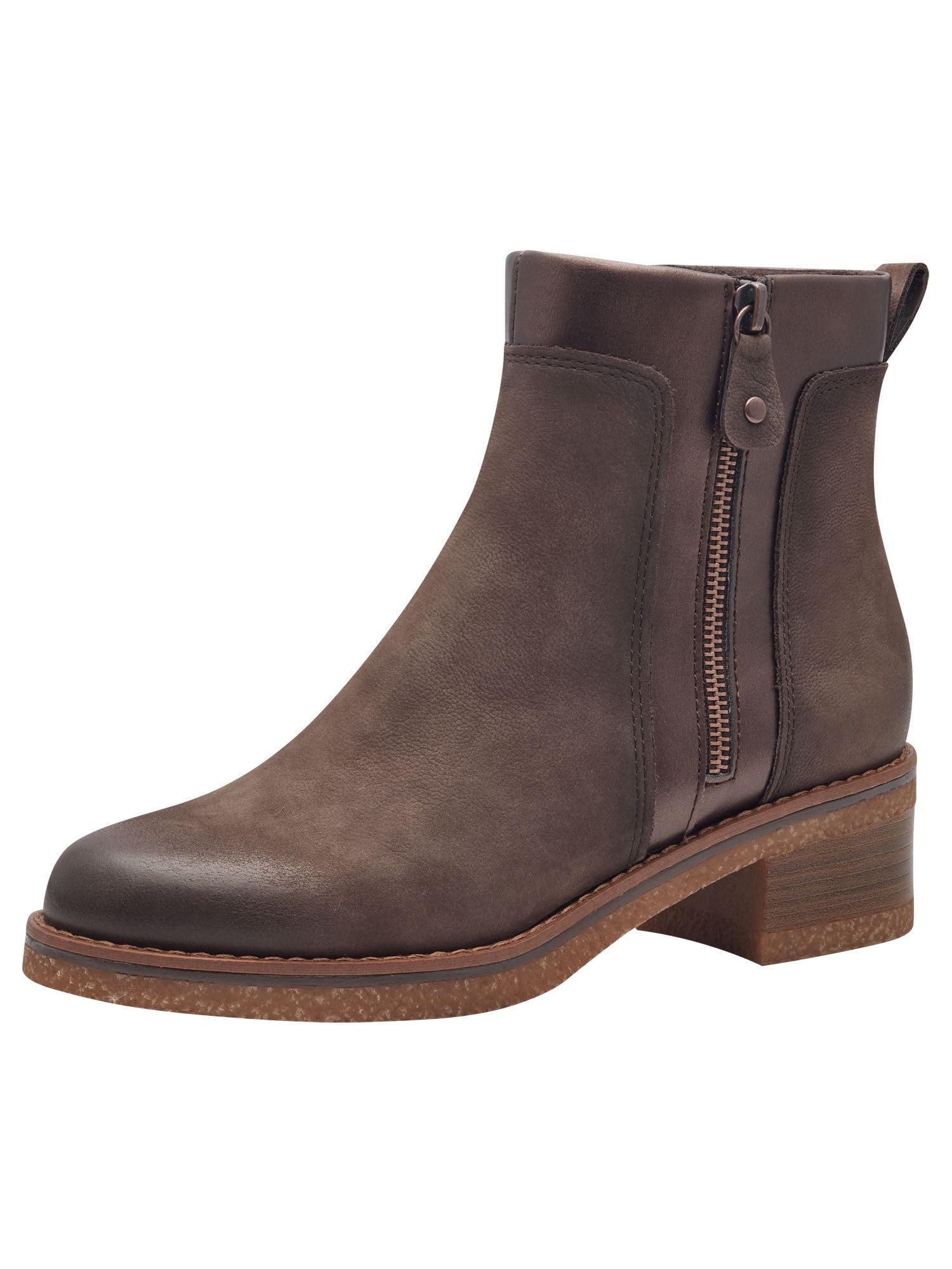 MARCO TOZZI Damen Stiefeletten mit Absatz mit Lederanteil Blockabsatz