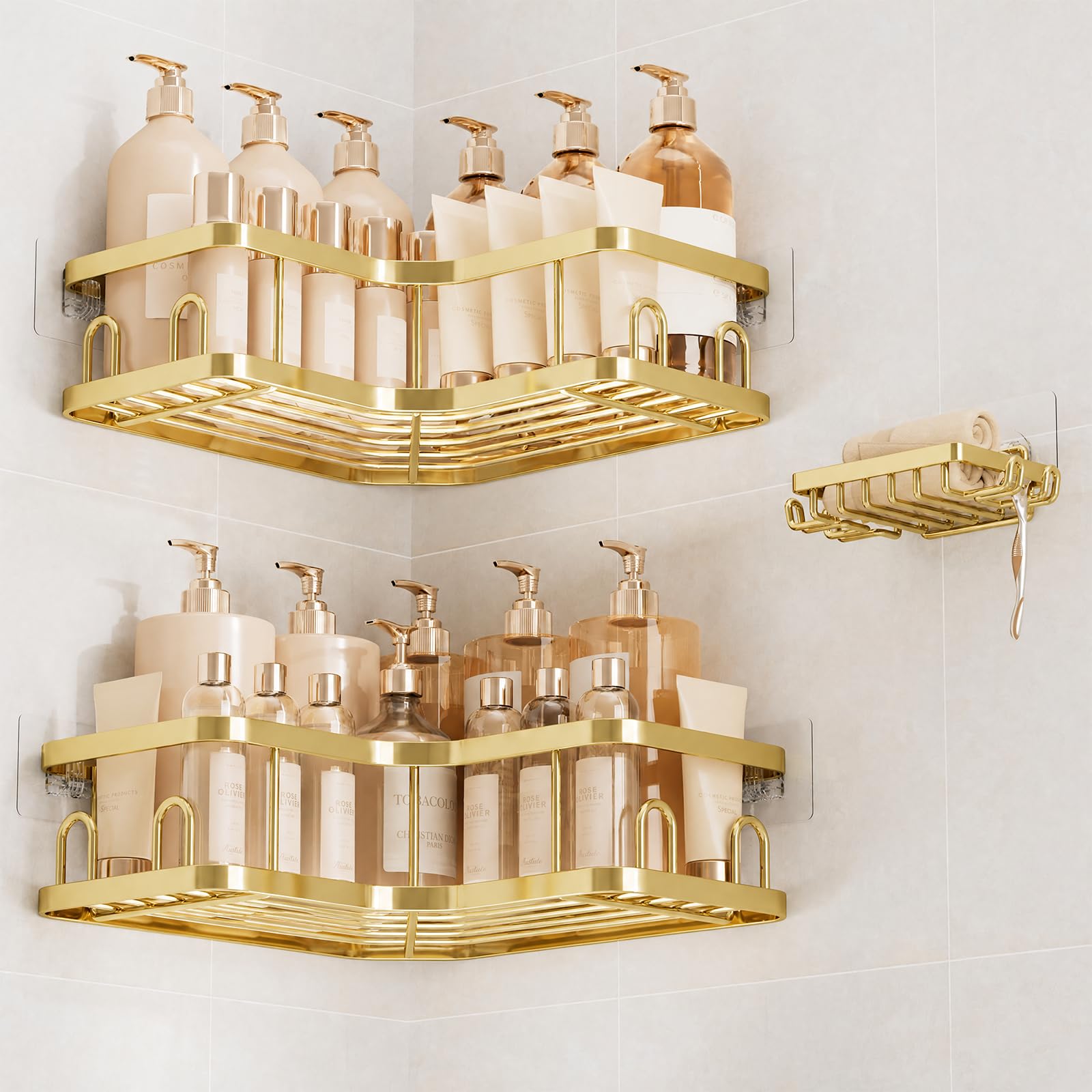 Veken Corner Shower Caddy 3-Pack, Advanced Rustproof Design&amp;Stable Storage