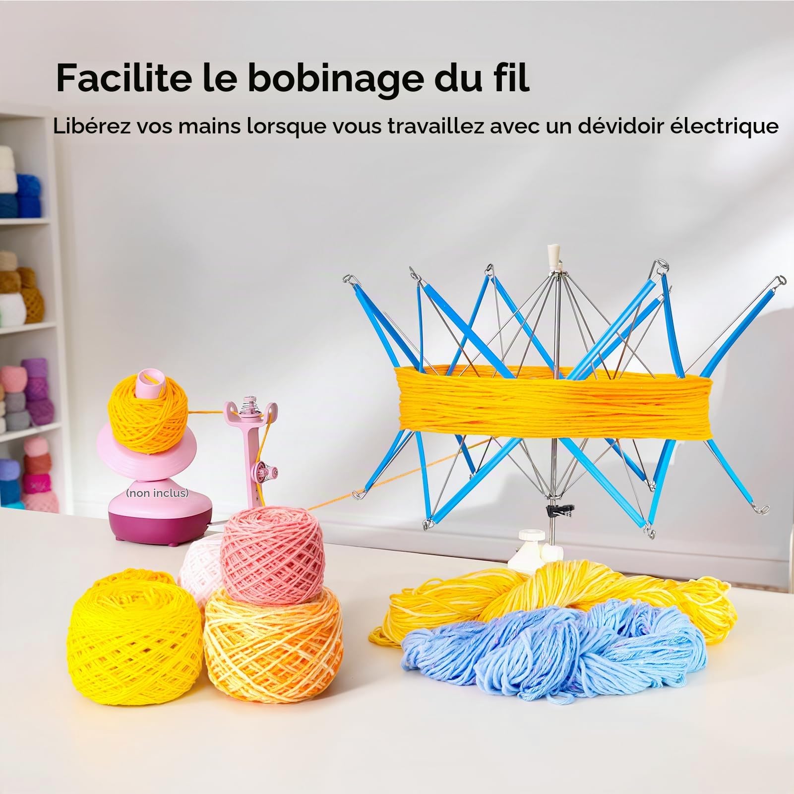 Swift Parapluie de Fil, Support Flexible et Pliable pour Écheveaux | Léger et Facile À Ranger, Maintient Les Écheveaux de Laine Stable Pendant Les Travaux de Crochet et Tricot