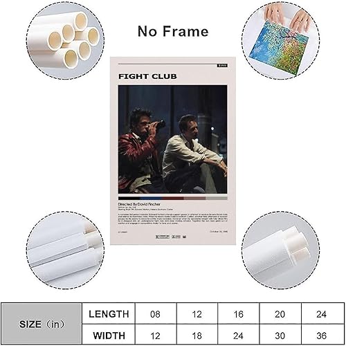 Miniatura 3 de Classic Movie Poster Fight Club 1999 Canvas Art Painting Decor Wall Posters Bedroom Gym Decorative Gift 12x18inch(30x45cm)