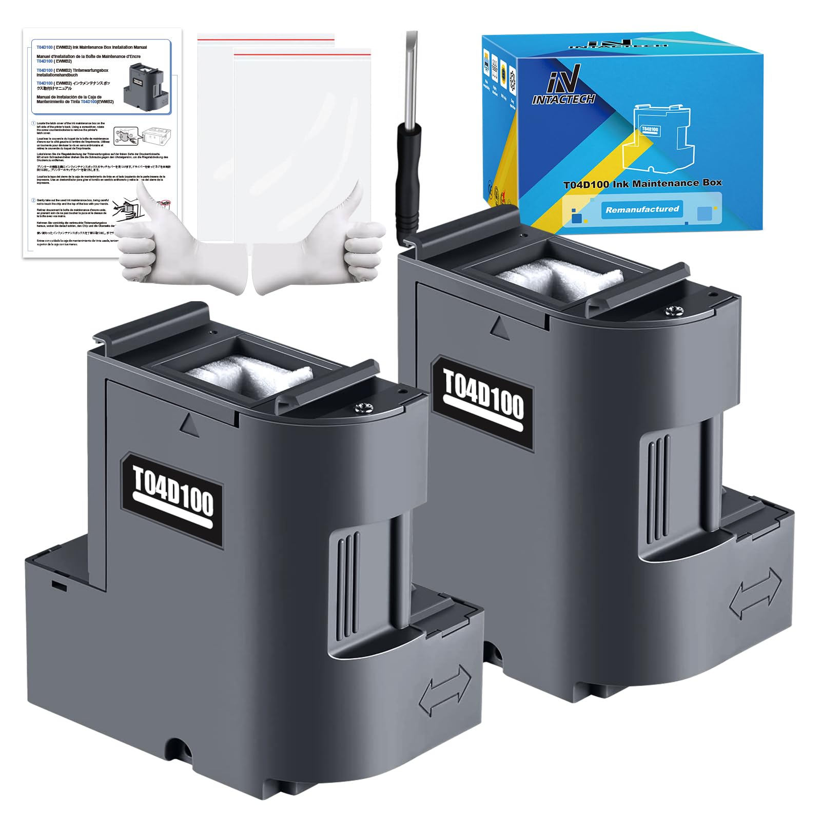 T04D1 Ink Maintenance Box for ET-15000 ET-3750 ET-4750 ET-4760 ET-3760 ET-4850 ET-3850 ET-3710 ET-3830 WF-2860 (T04D100 / EWMB2 / E-04D1) 2-Pack