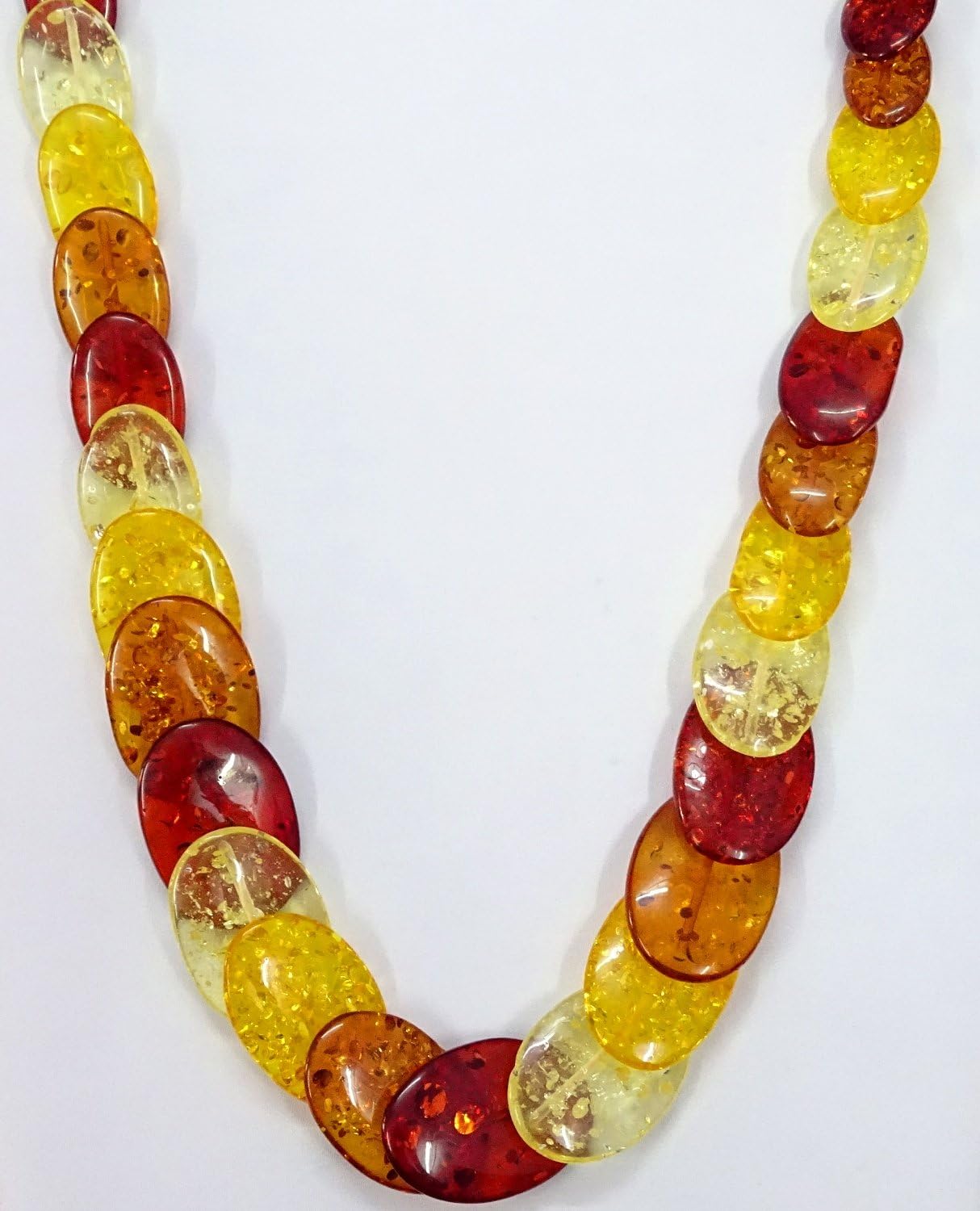 22 Inch Amber Necklace, Baltic Amber/Honey Amber Necklace Designer Rare Oval Smooth Beads Cognac Beach Prom Multicolor for Gift Sale.