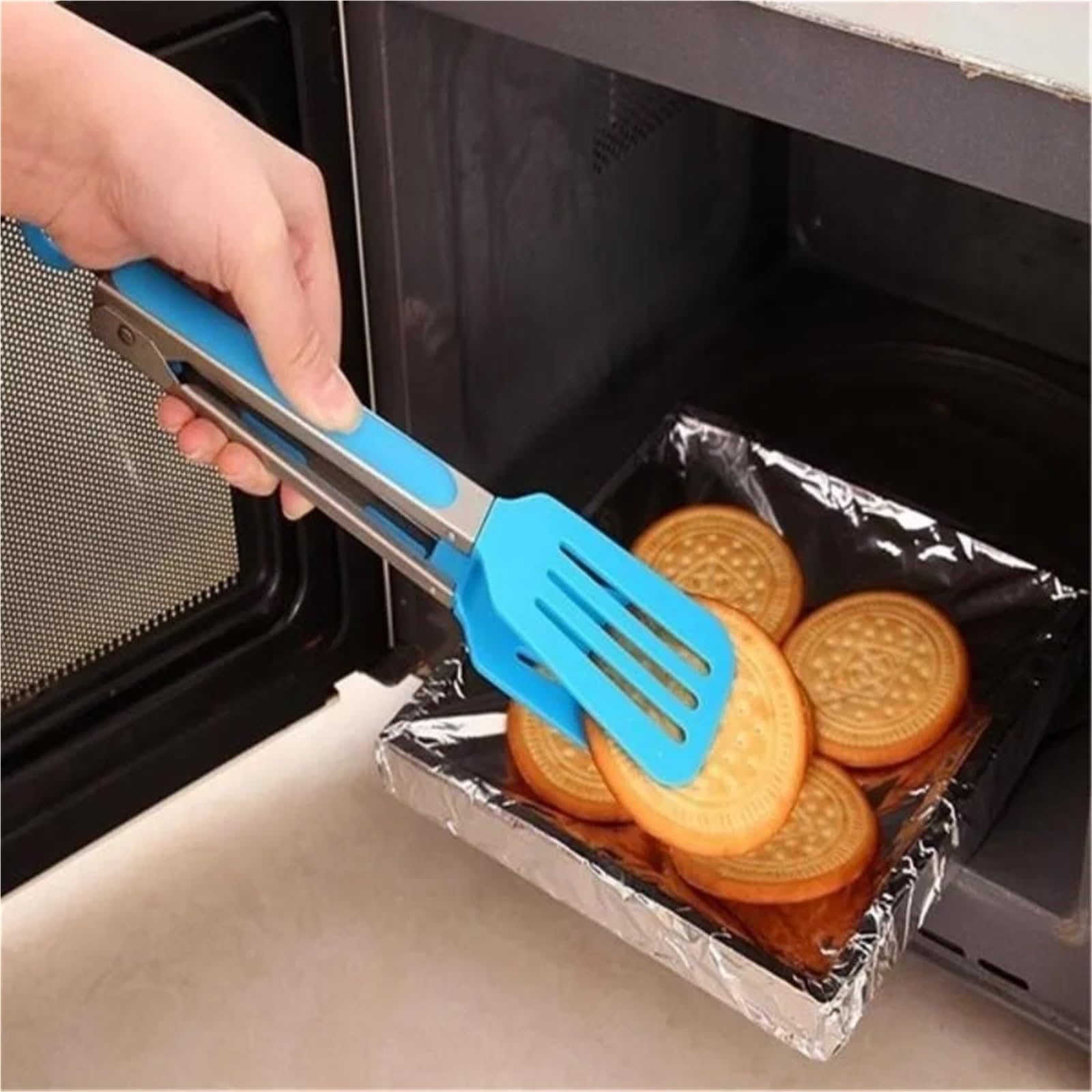 Küchenzange -Set 3 Teile/Satz Silikon Grill Zange BBQ Clip Küche Clips Silikon Lebensmittel Zange Lebensmittel Clips Küche Werkzeug for Zuhause Edelstahl Schaufel Für die Küche(Blue)
