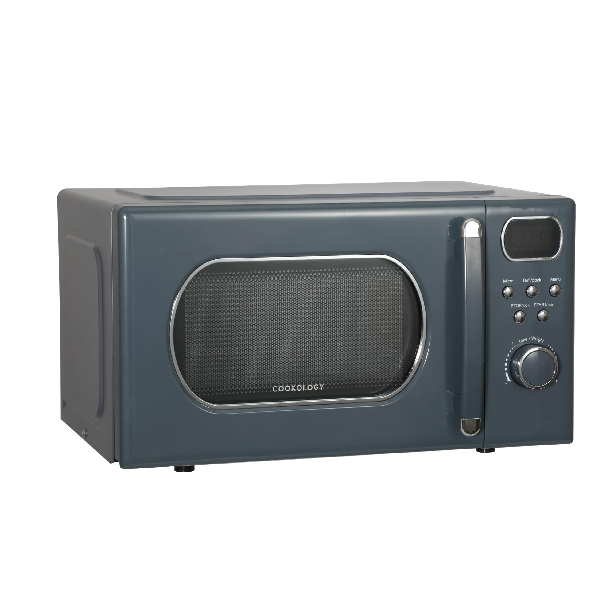 Cookology 20L Freestanding Retro Microwave 800W with 25.5cm Turntable - 8 Auto Cooking Programs - 5 Power Levels - Defrost Setting - Easy-Clean - Grey