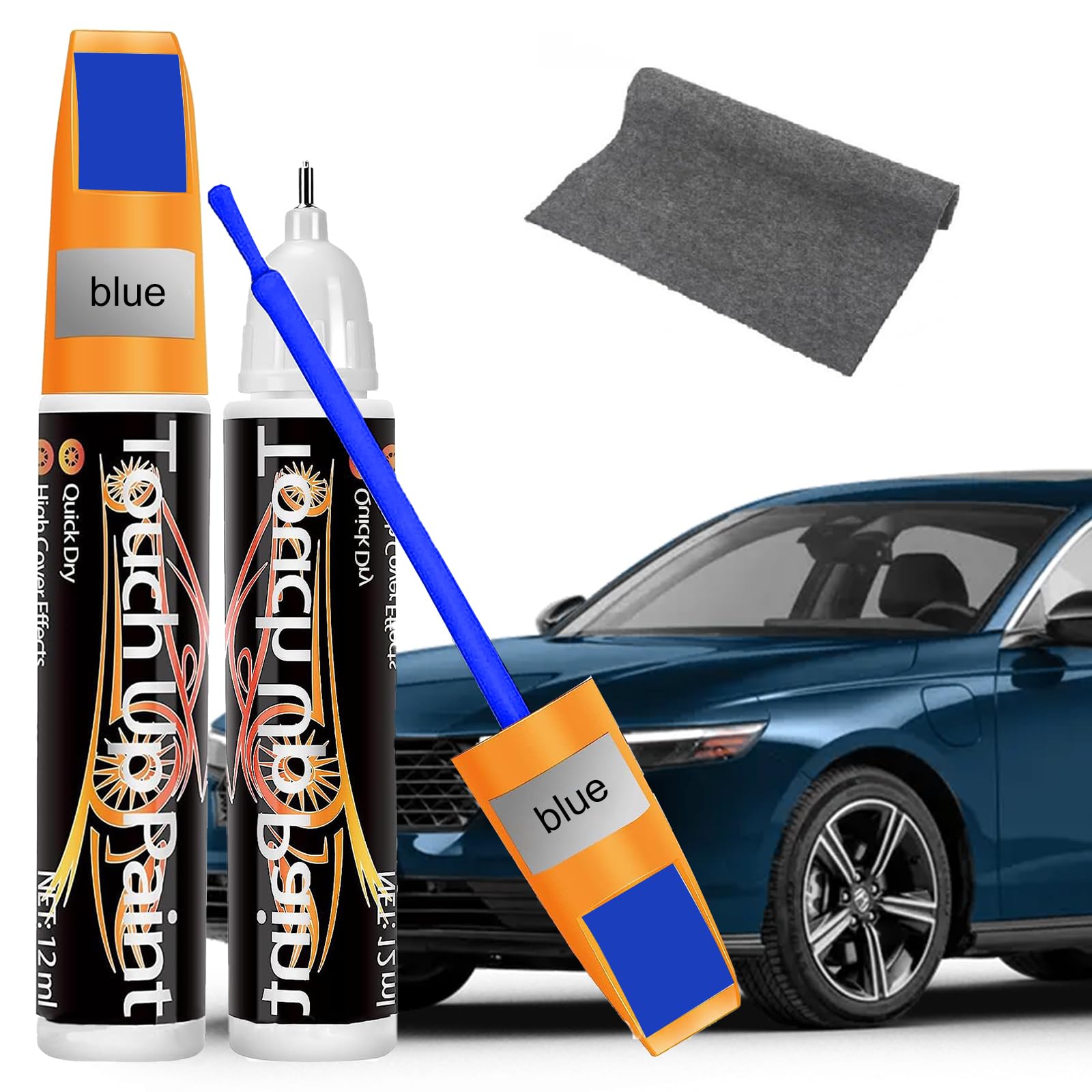 Penna Ritocco Carrozzeria,Pennarello Copri Graffi Auto,Riparazione Graffi Cerchioni Auto 2 in 1,Penna per Ritocco Auto,Penna per Riparazione Graffi Auto,Adatto Riparare le Superfici Dell'auto,Blu