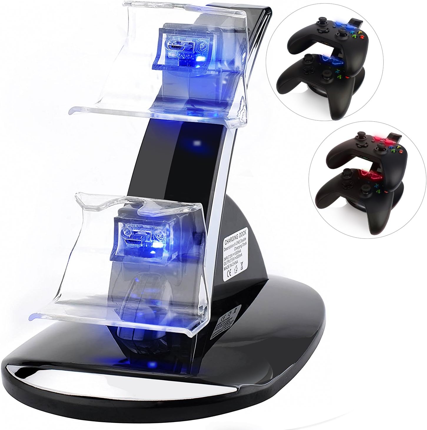 Xbox One Docking Station, CBSKY Xbox One, Xbox One S Charging Dock, Dual Controller Charger Kit for Xbox One, One S Console w LED Light, Black๏ผNeed the batteries as the picture๏ผ