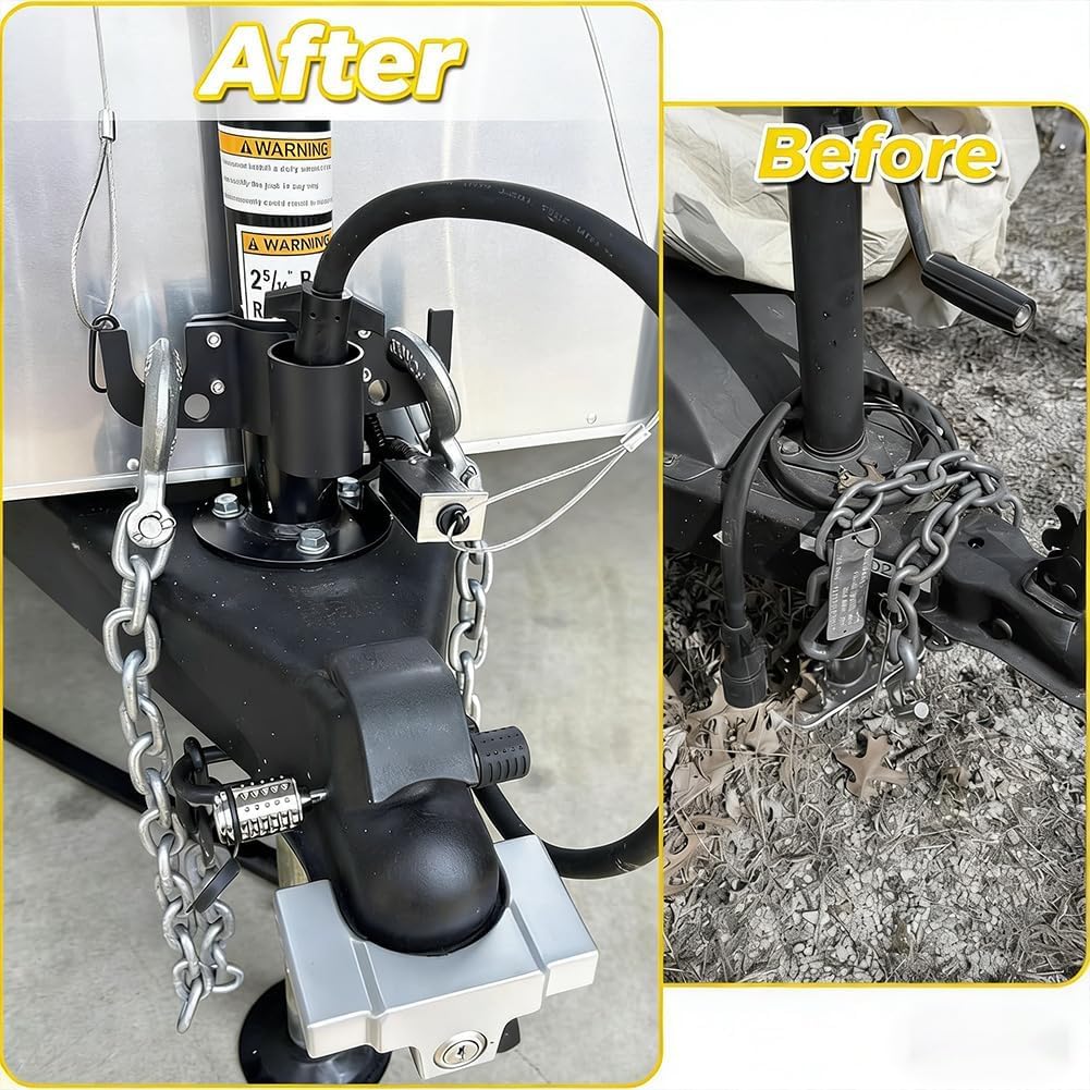 Aluminum Rv Towing Chain Organizer & 7-Way Plug Holder,Heavy Duty Rv Chains Compatible with 2" to 2/a Tongue Jacks, Cable Wire Harness Holder for Outside Travel Camper (2PCS)