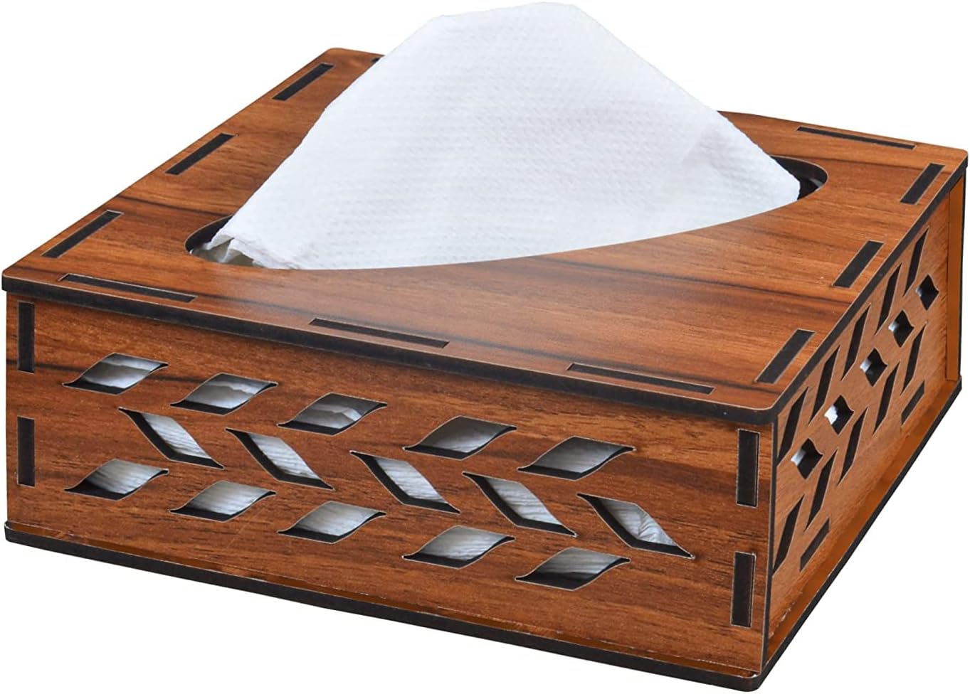 Geniyo Wooden Tissue Paper Box | Decorative and Stylish Wooden Tissue Holder Stand for Car, Home, Office Desk, Resturant and Cafeteria. (Square)
