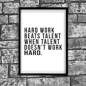 Stukk Hard Work Beats Talent Inspirational Positive Quote Poster Print Wall - A4 210 x 297mm,white