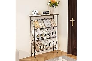 Slimline Entryway Stash: 4-Tier Skinny Shoe Rack for Space-Saving Storage