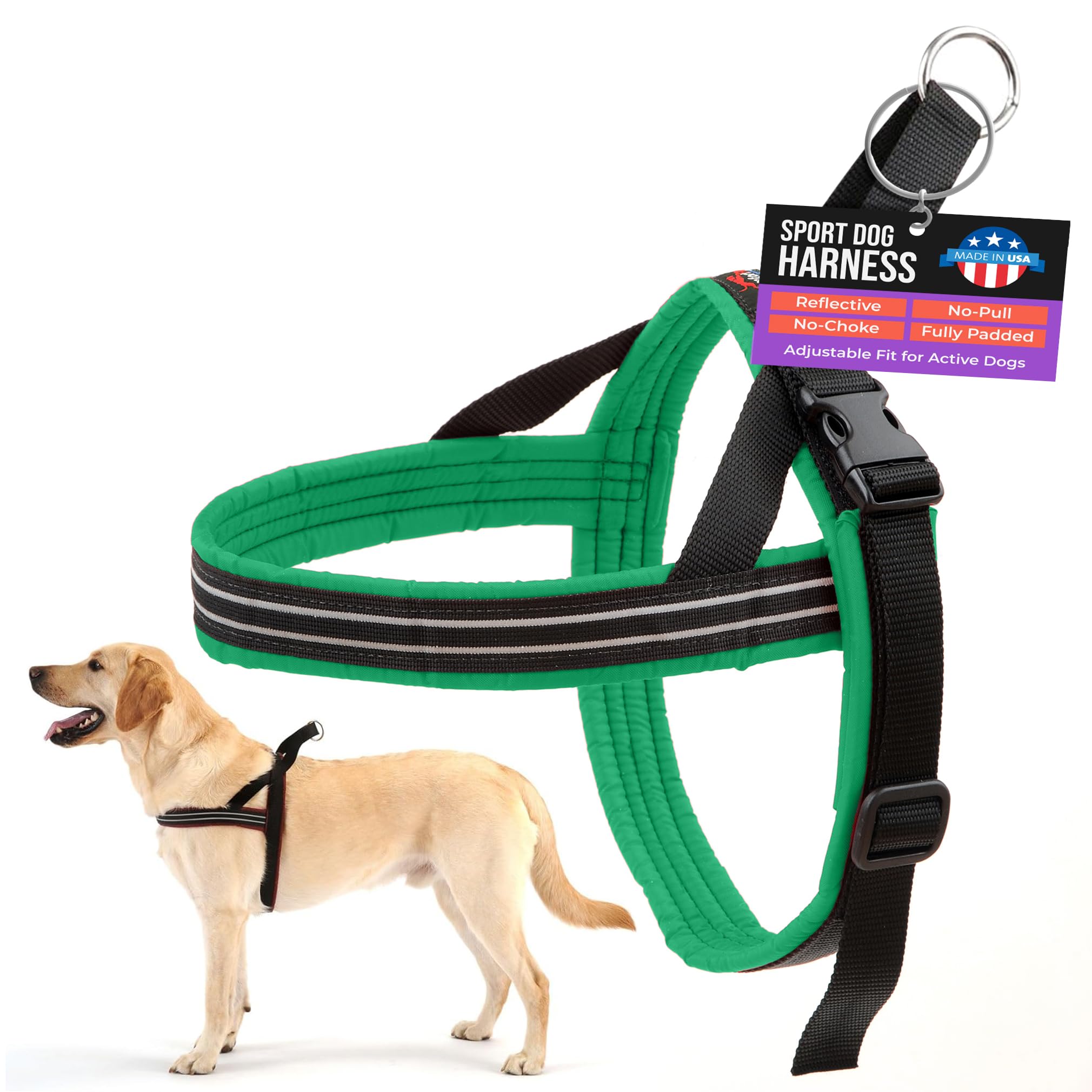 ComfortFlex No-Choke Non-Chafe Sport Dog Harness, Small, Kelly Green