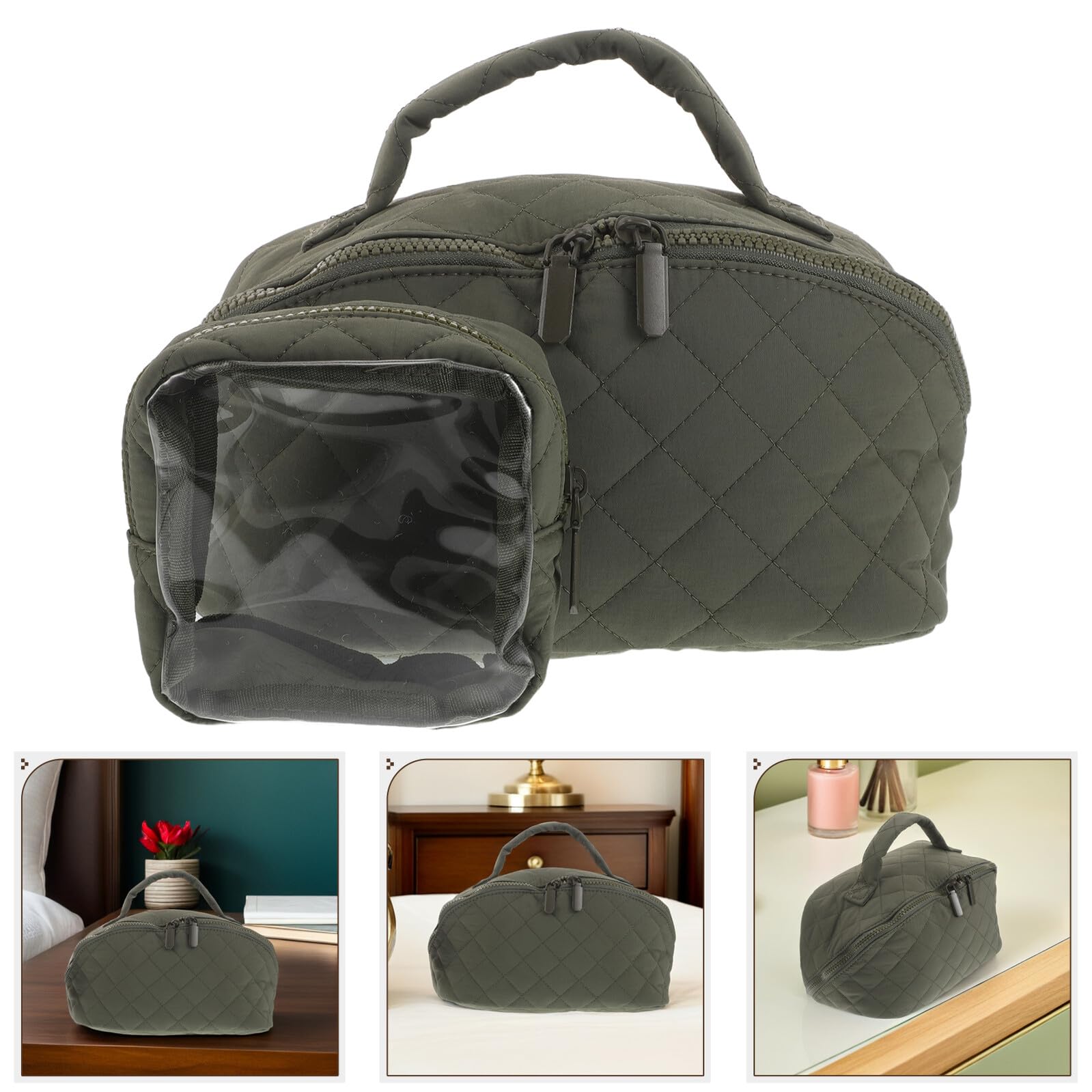 Hohopeti Borsa da Viaggio per Trucco da Donna Portatile con Maniglia, Grande Capacità e Divisori, Organizer Resistente All’Umidità per Cosmetici e Articoli da Toeletta, per Viaggi e Uso