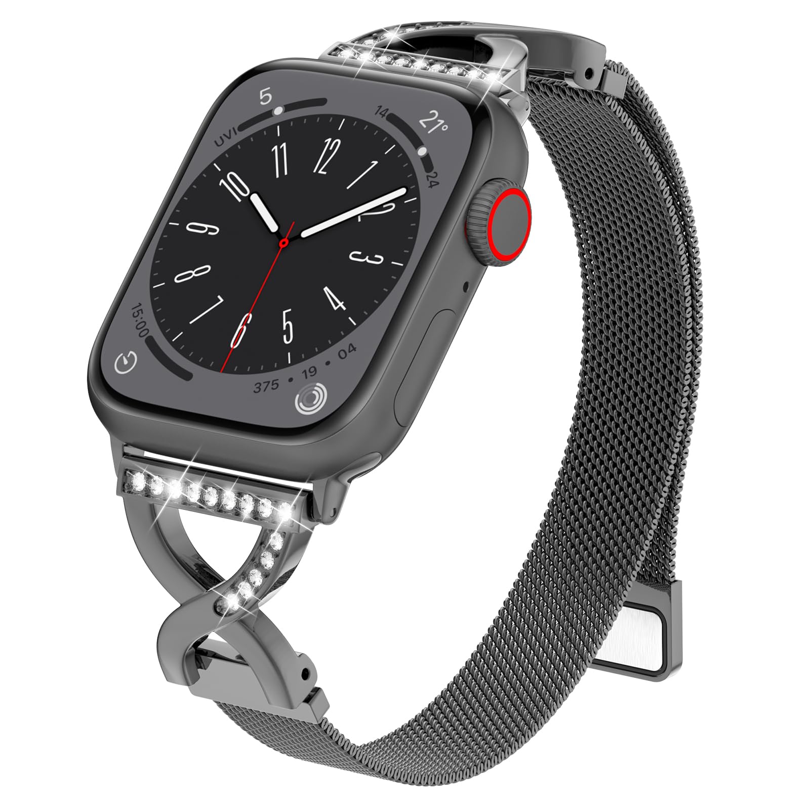 BRG Thin Mesh Loop Compatible with Apple Watch Bands for Women 44mm 45mm 46mm Series 11 10 9 8 7 6 5 4 3 2 1 SE, Metal Magnetic Stainless Steel Strap
