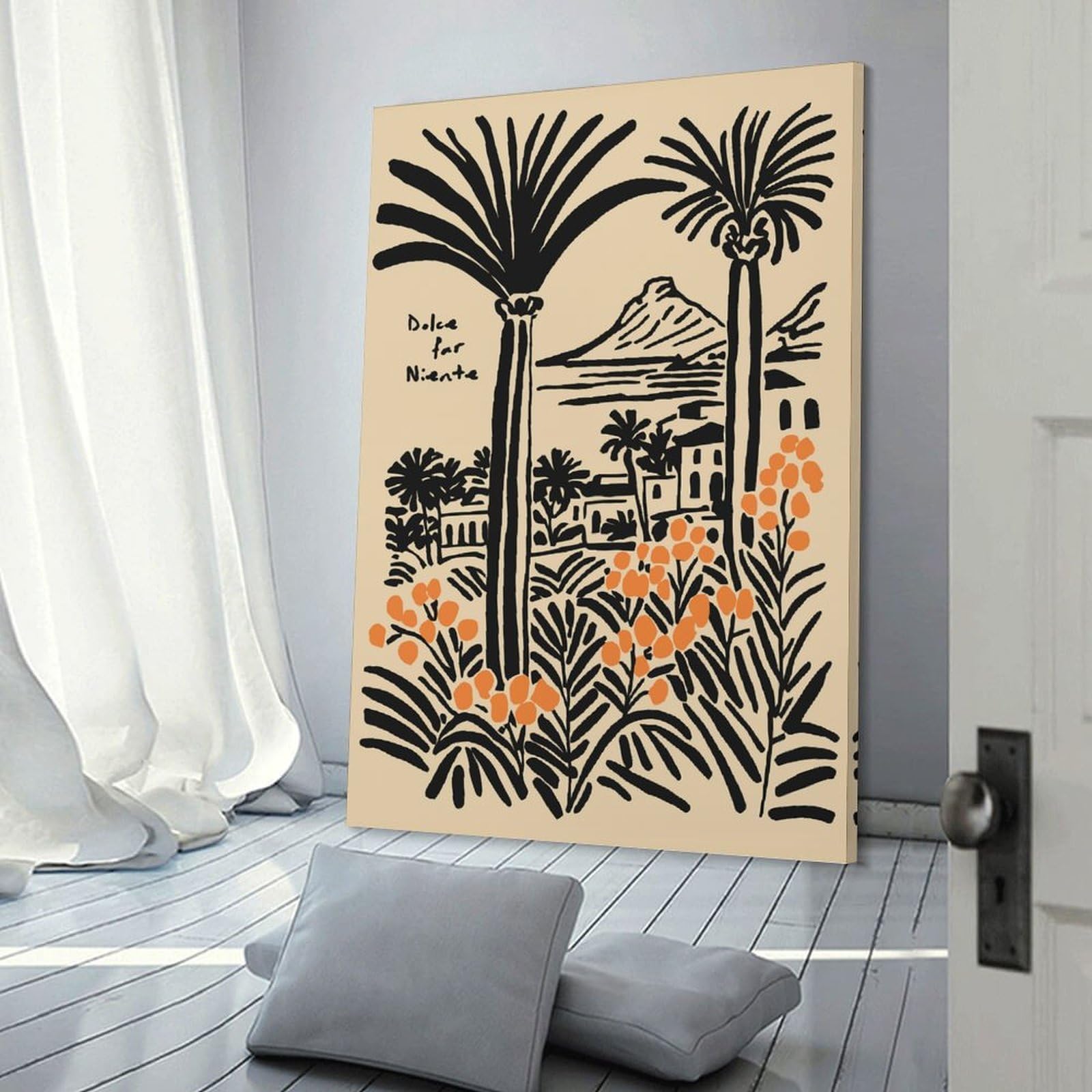 Junmoney Frame-Style-7 Dolce Far Niente Tropical Landscape Art Home Decor Wall Art, 20X30inch(50X75cm), For Apartment Walls, Studios Or Work Areas, Decorative Canvas Decor For Home Updates