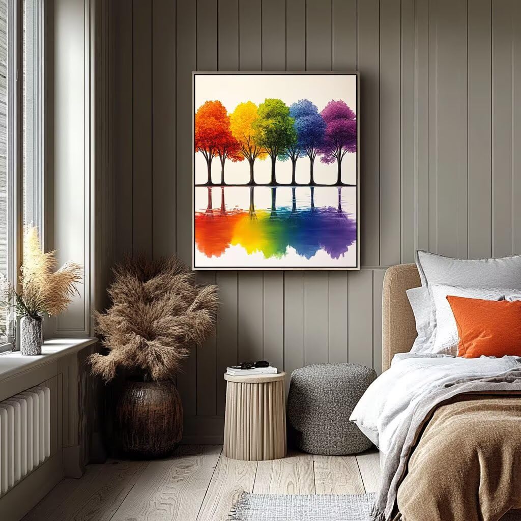 LSJ-4144 Malowanie po numerach, kolorowe drzewo po numerach, płótno dla dzieci, artykuły plastyczne na ścianie, 137 x 100 cm, kolorowe płótno do malowania dla dorosłych, rękodzieło do dekoracji pokoju