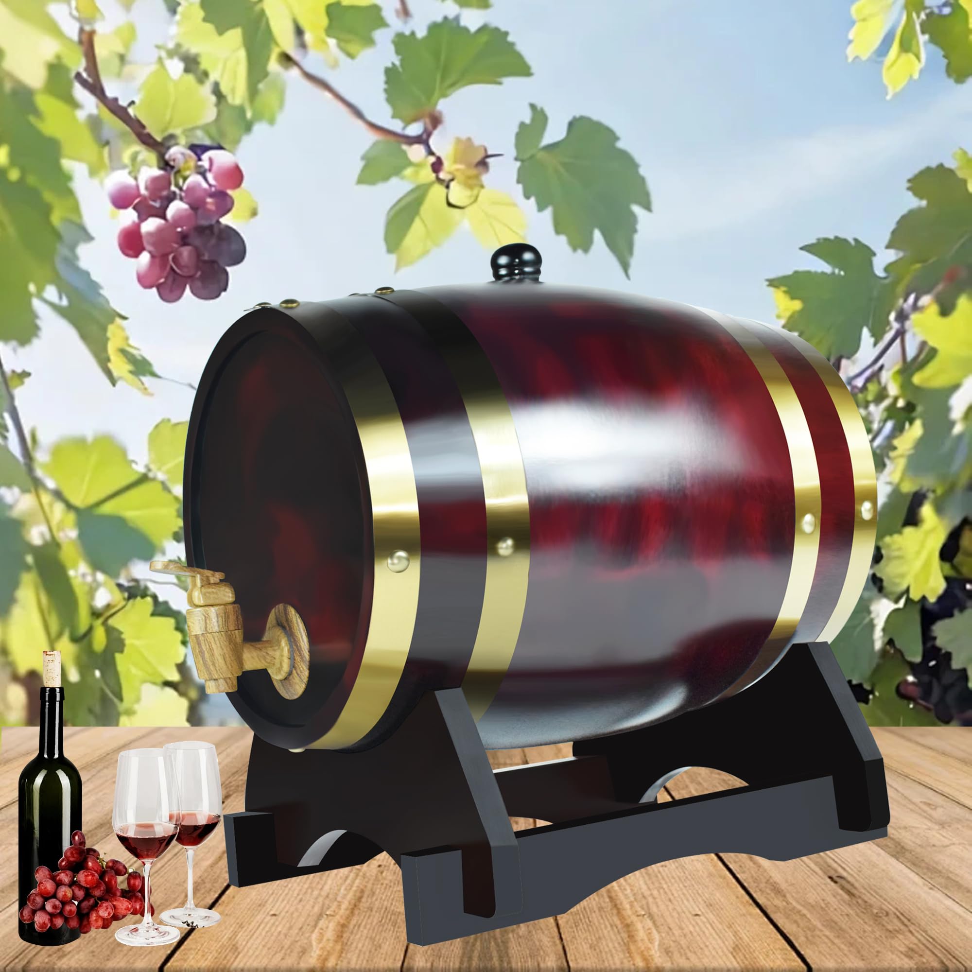 Rainbow_Road Dispenser per fusti di Whisky da 5 Litri in Legno, Decanter per Botti di Vino, Whisky Vino barile Oak Barrel Aging Whisky per Fusti per Vino, Birra e liquori, a Prova di perdite (Retro)