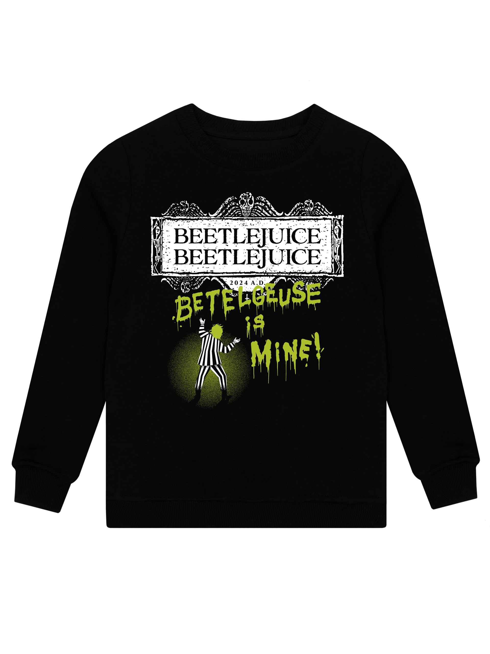 Beetlejuice Men's Black Sweatshirt | Jumper | Movie ’S Sweatshirts | Official Tim Burton Merchandise | Sizes To Medium