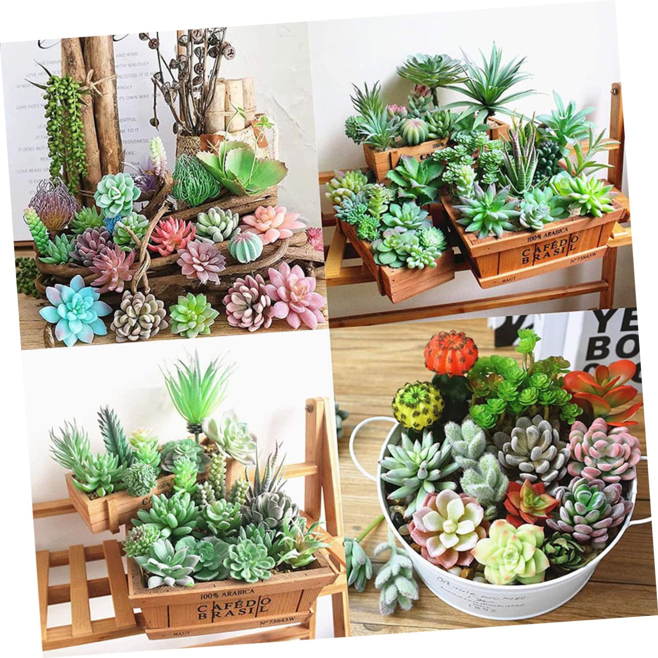 GLEAVI Künstliche Sukkulenten ohne Tägliche Pflege 16 Stück aus PVC Pflegeleicht Grün als Dekorative Geschenke für Kleiner Gärten und Blumenarrangements