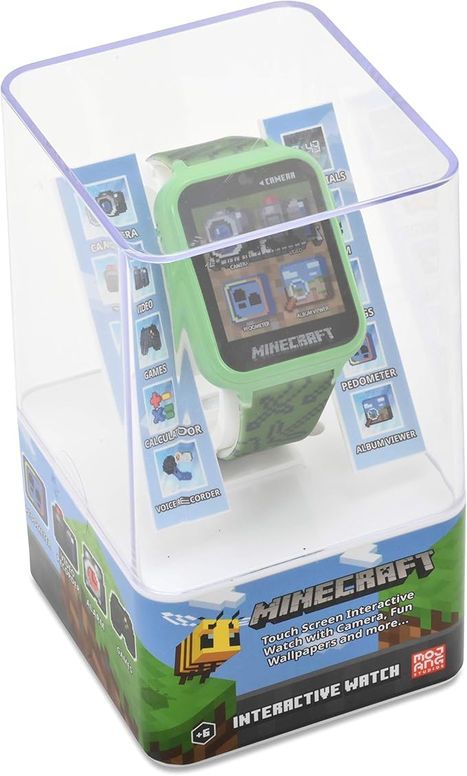 Minecraft Touch Screen Interactive Smartwatch 3x Games Built In Selfie Camera Easy To Buckle Strap Fun Character Details On Watch Band Model Min4045az Amazon Co Uk Electronics Photo
