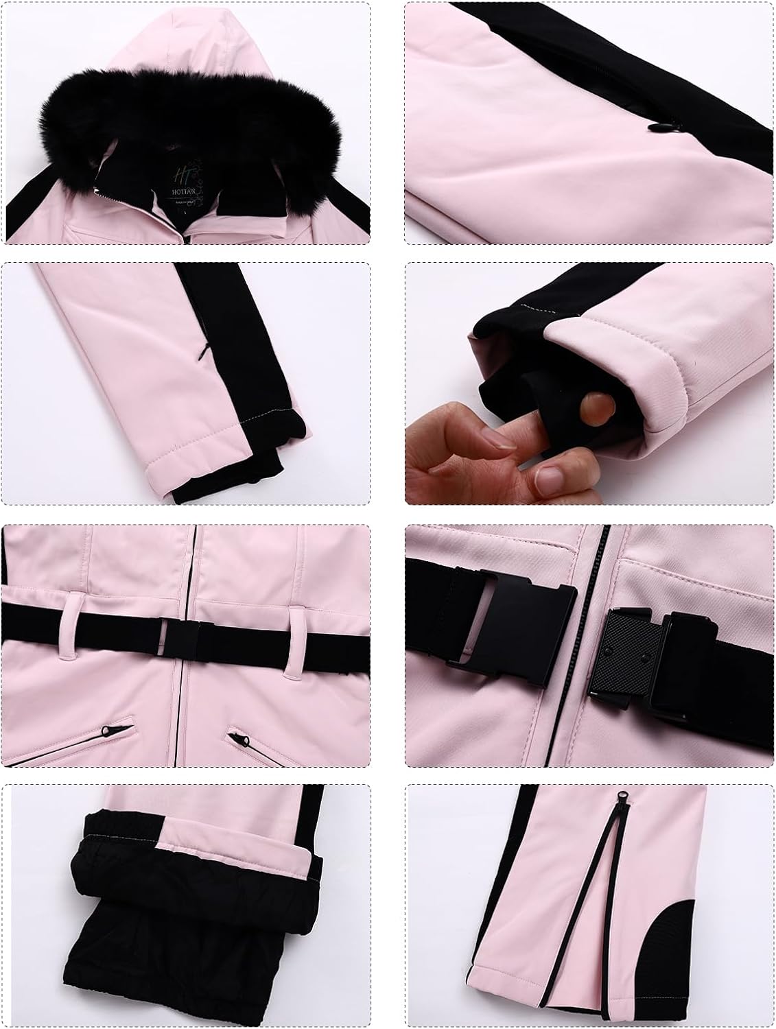 HOTIAN Women One Piece Ski Suits Slim Fit Overalls Jumpsuits Waterproof Winter Outdoor Snowboard Snow Suits