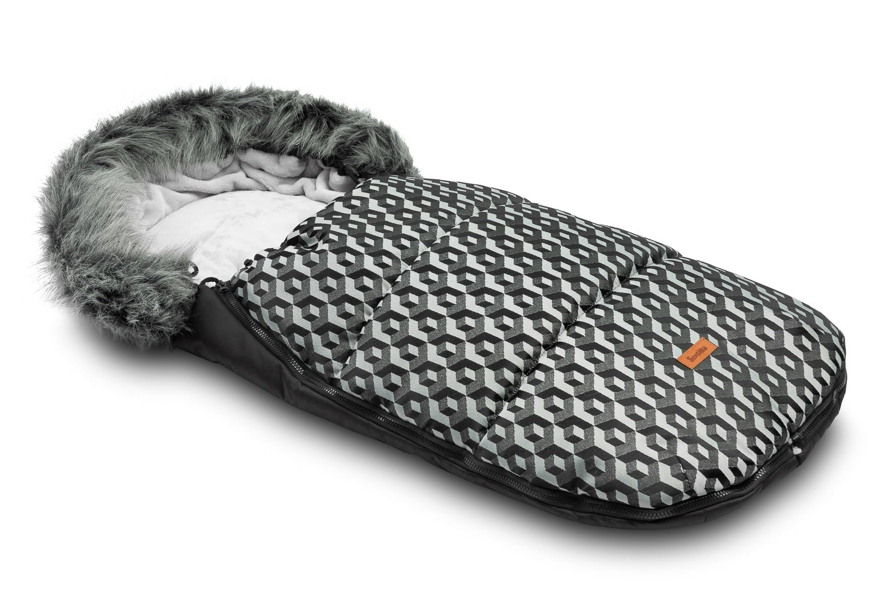 Chancelière pour Poussette Hiver - Chancelière pour Poussette et Traîneau - Fermeture Éclair, Cordon de Serrage, Fourrure Synthétique, Tissu Extérieur Hydrofuge - 100x45 cm