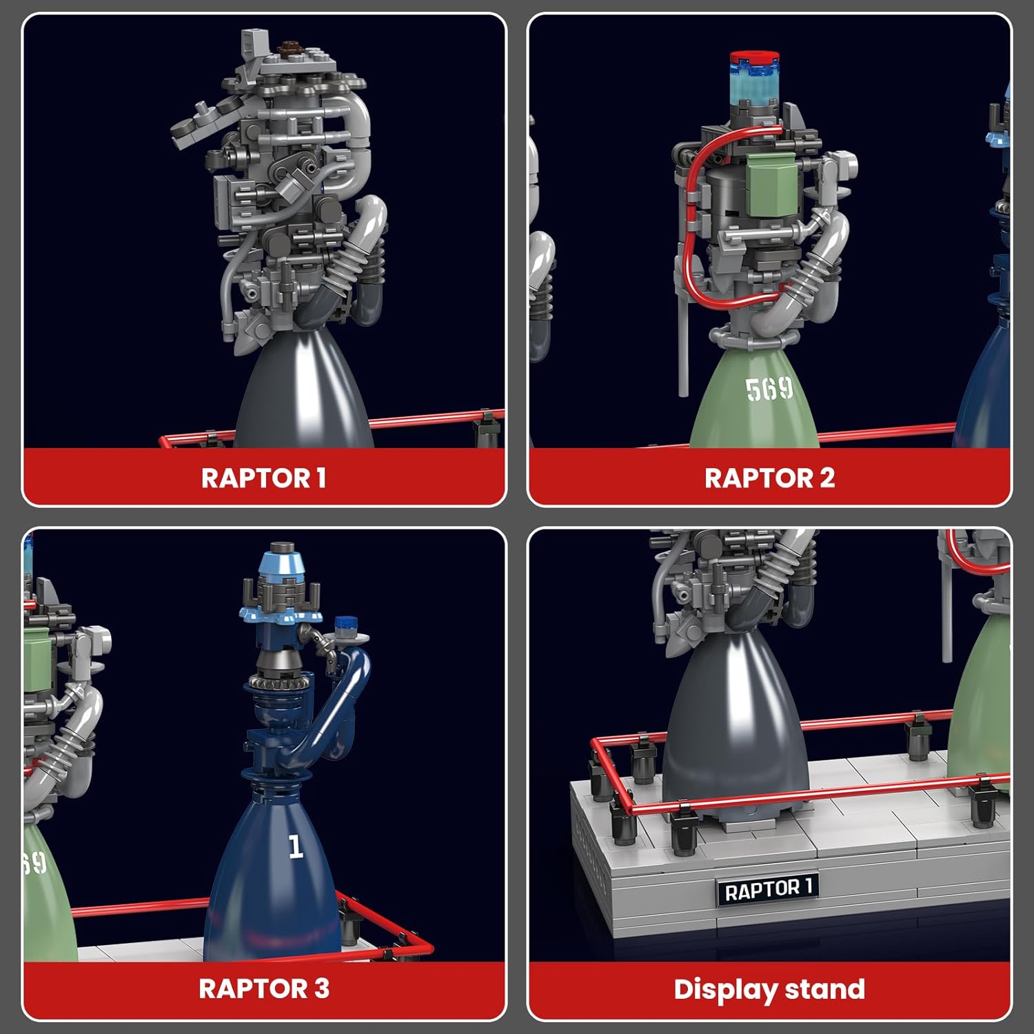 Mould King Raptor Rocket Engine Kit That Runs, Build Your Own Visible Truckr Motor, Physical Science Experiment Models for Teens, Best STEM Toy Gifts for Adult (496 Pcs)