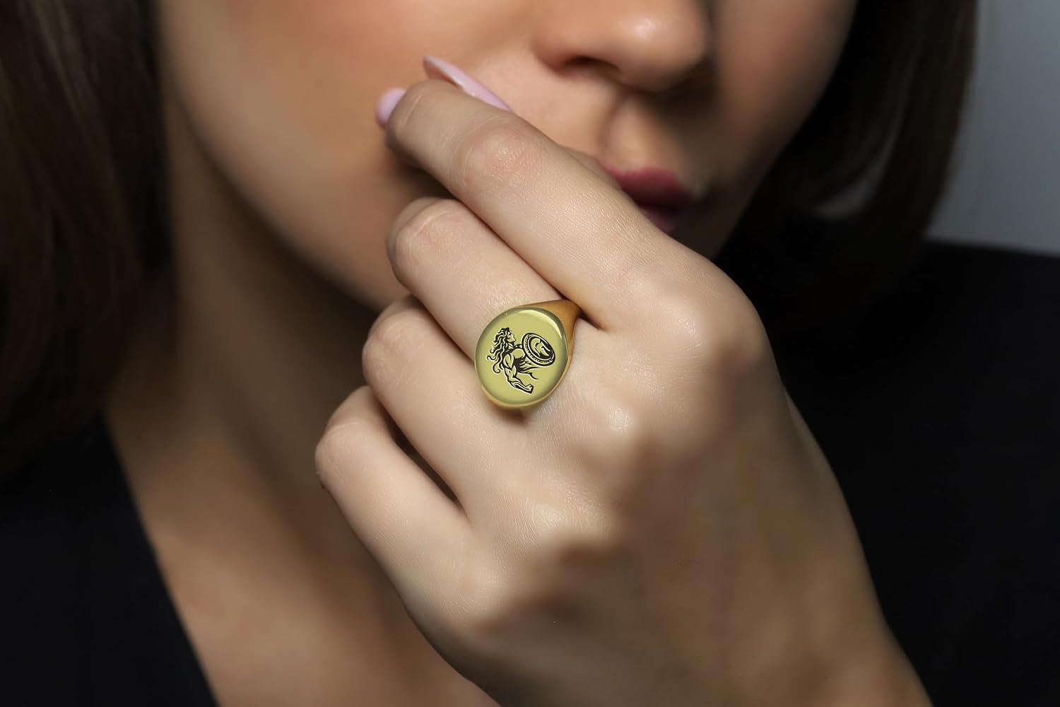 Mythical Achilles Signet - Custom Mythology Unisex Ancient Bold Statement Ring