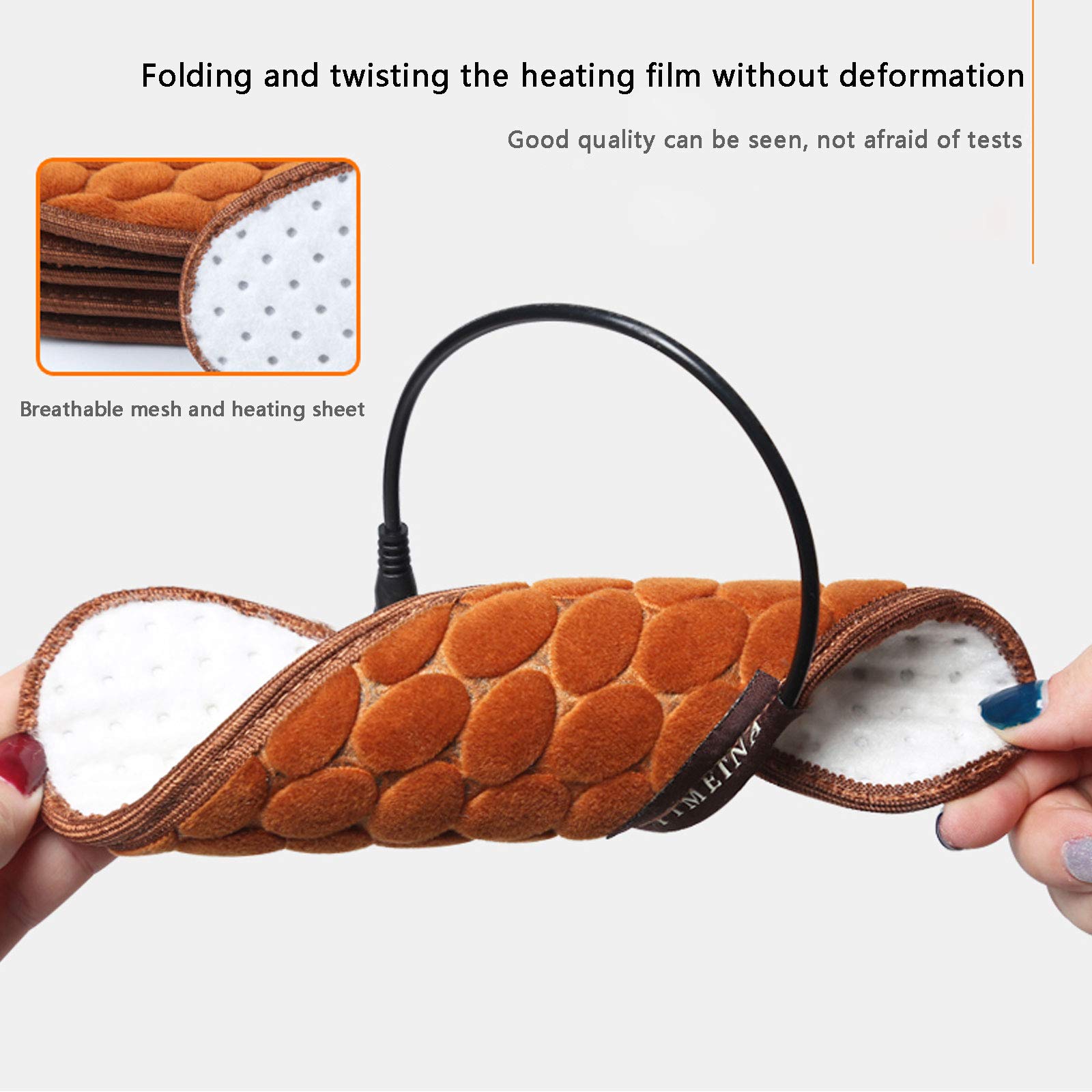 NANANA Semelle Intérieure Chauffante Chauffante USB Électriques Semelles de Chaussures Chauffantes USB Réutilisables Lavables pour Femme Homme Hiver Chasse Ski Pêche Randonnée,B,39~40