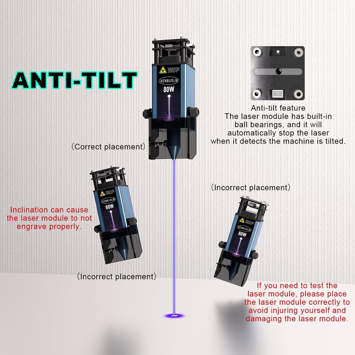 80W Laser Module with Air Assist,10W Output Power, Fixed-Focus, Built in FAC,Double Ultra-Fine Compressed Spot CNC Carving DIY Laser Master for Laser Cutter Laser Engraver Machine - Class 4